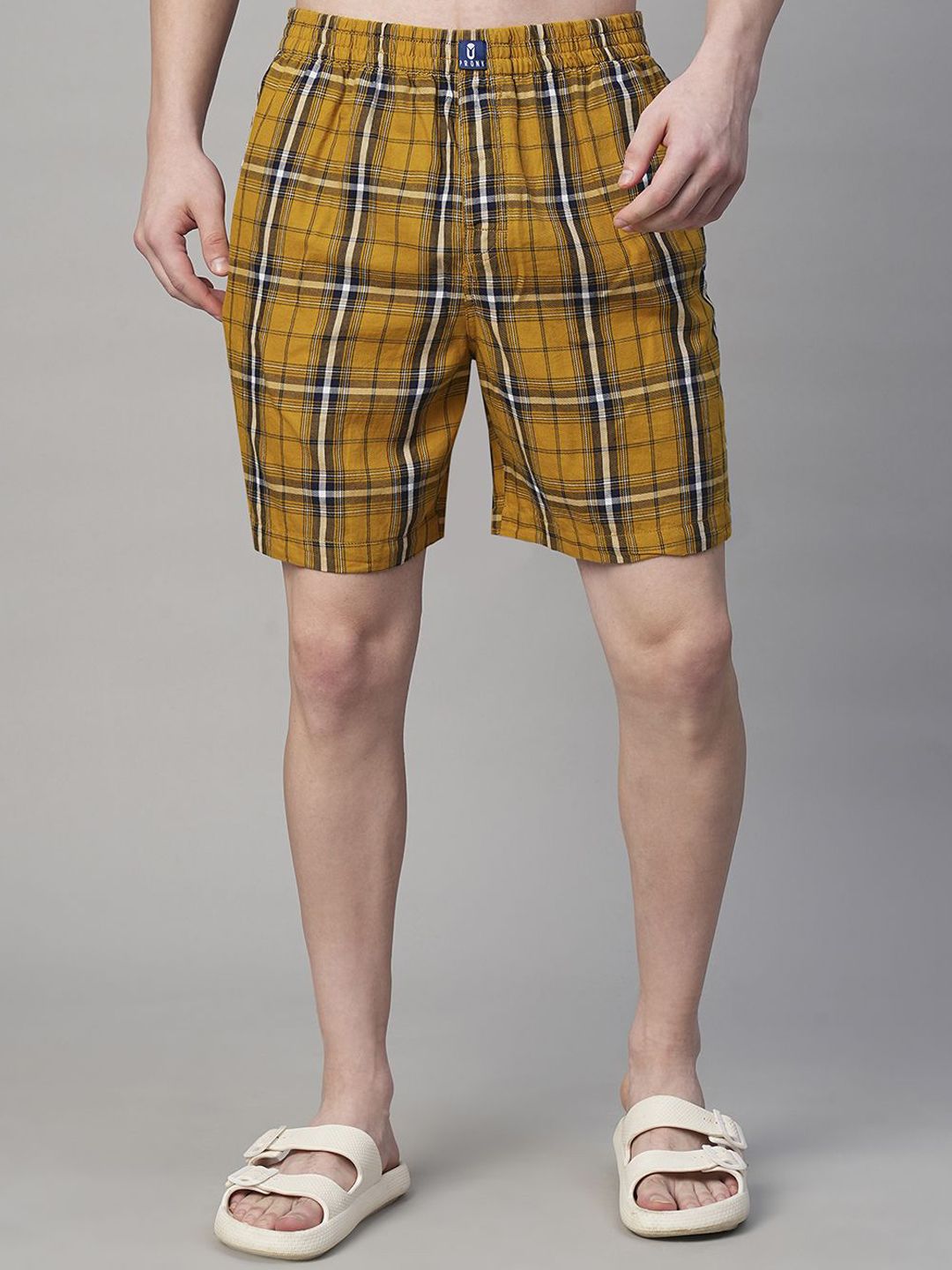 PRONK Checked Cotton Woven Boxer TM-BXR-007-YLW-S-image-43