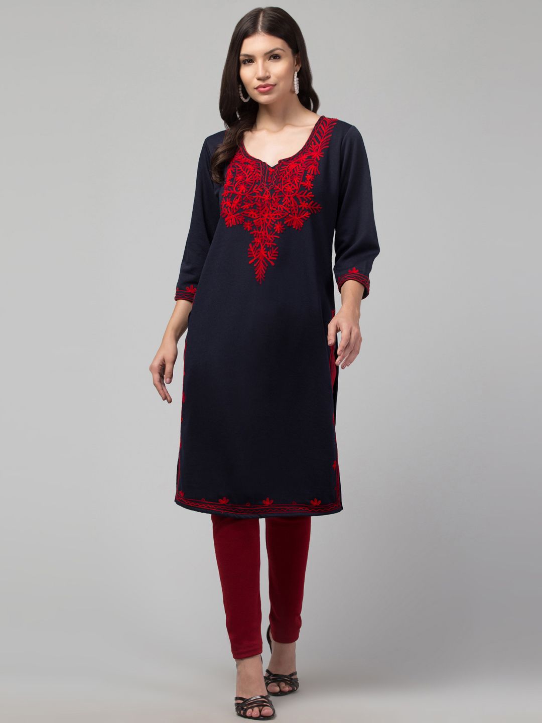 Trend Level Women Embroidered Woollen Kurta-picture-16