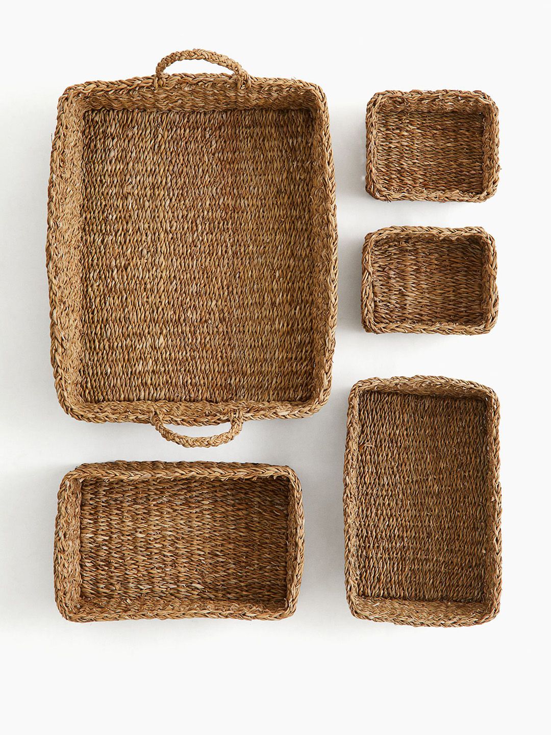 H&M Beige 5-Piece Braided Storage Set-image-1