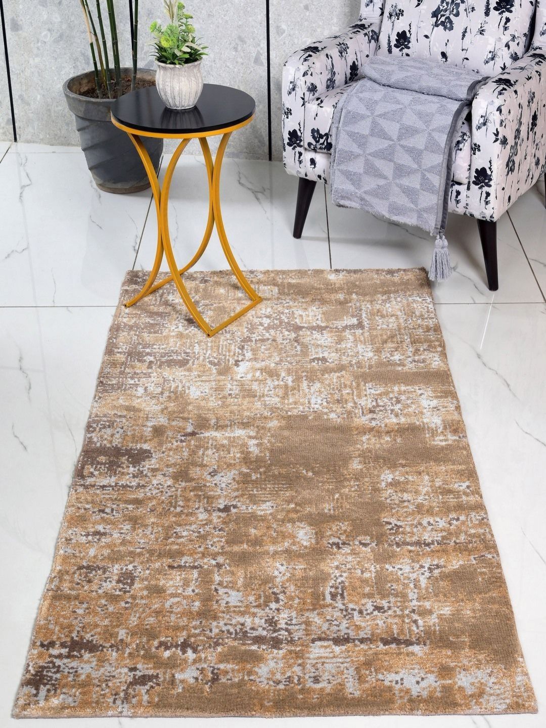 Saral Home Brown Abstract Anti-Skid Polyester Carpet-image-35