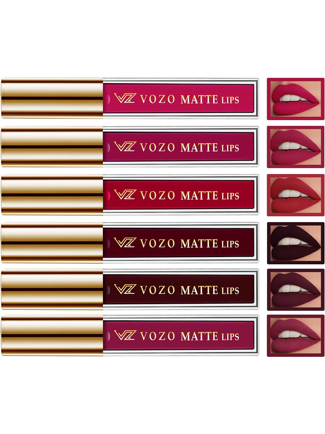 VOZO Set Of 6 Matte Lips Liquid Lipsticks-4 ml Each Shades-101-102-103-104-106-204-picture-26