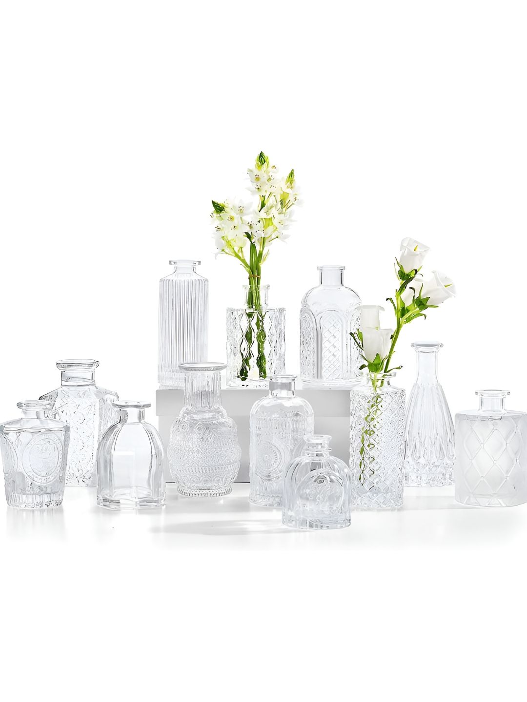 TIED RIBBONS 10 Pcs White Glass Mini Bud Flower Vases-image-19