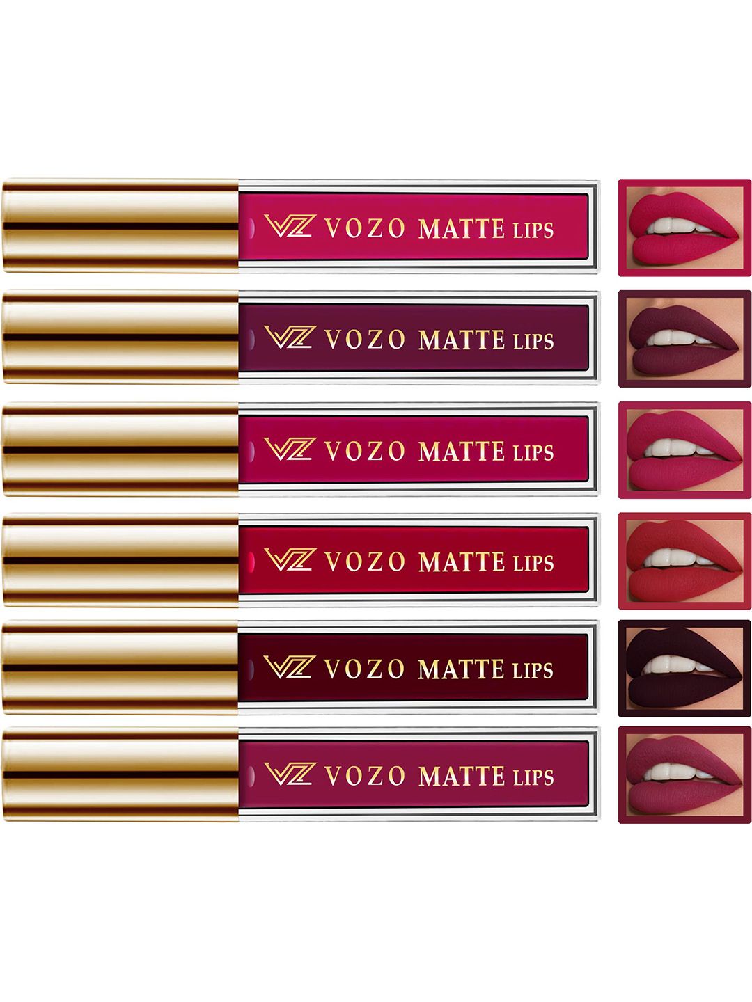 VOZO Set Of 6 Velvety Smooth Matte Liquid Lipstick-4ml Each-101-103-104-105-201-204-picture-34