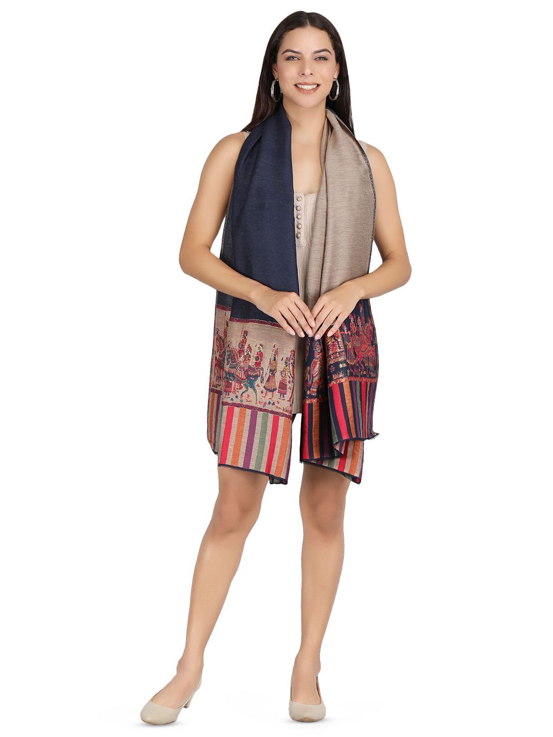 Stole & Yarn Unisex Woven Design Reversible Stole-image-31