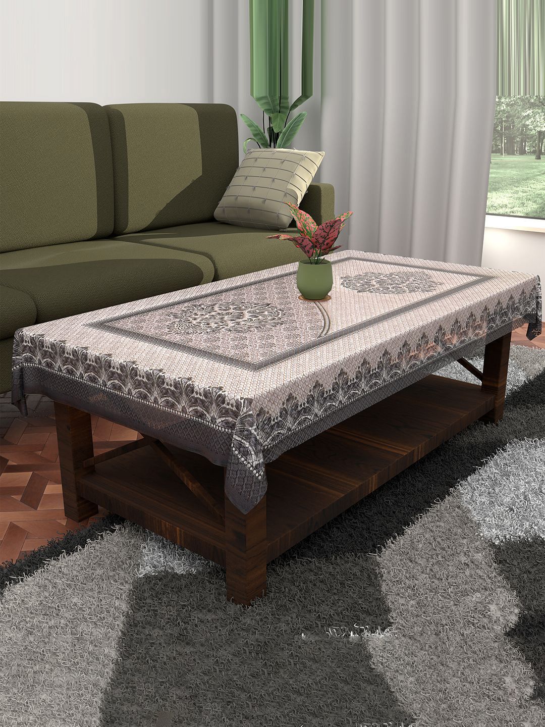 Kuber Industries Black Floral Cotton 4-Seater Table Cover-picture-19