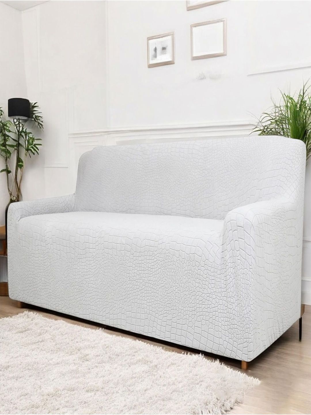 HOUSE OF QUIRK Universal Grey Melange Self Design Jacquard 4 Seater Sofa Cover & Arms-picture-11