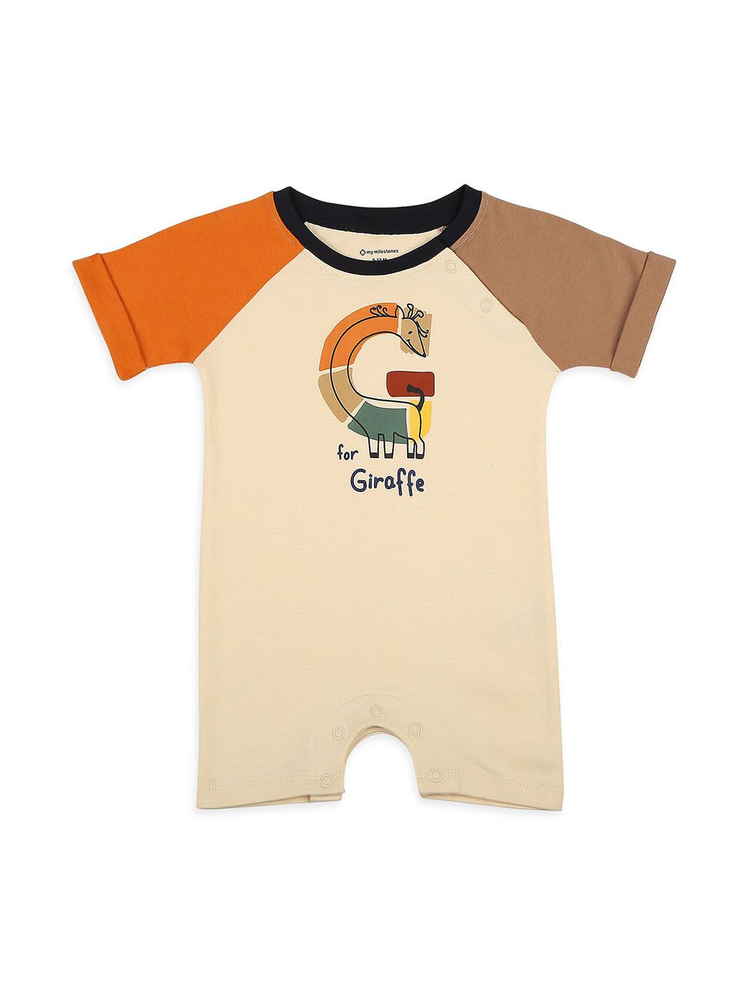 My Milestones Infant Boys Colourblocked Printed Cotton Romper-picture-12