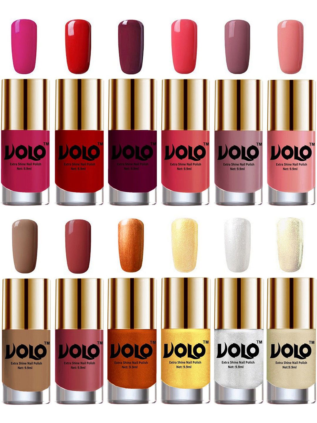 VOLO Set Of 12 Extra Shine Nail Polish 9.9 ml Each Combo 168-picture-17