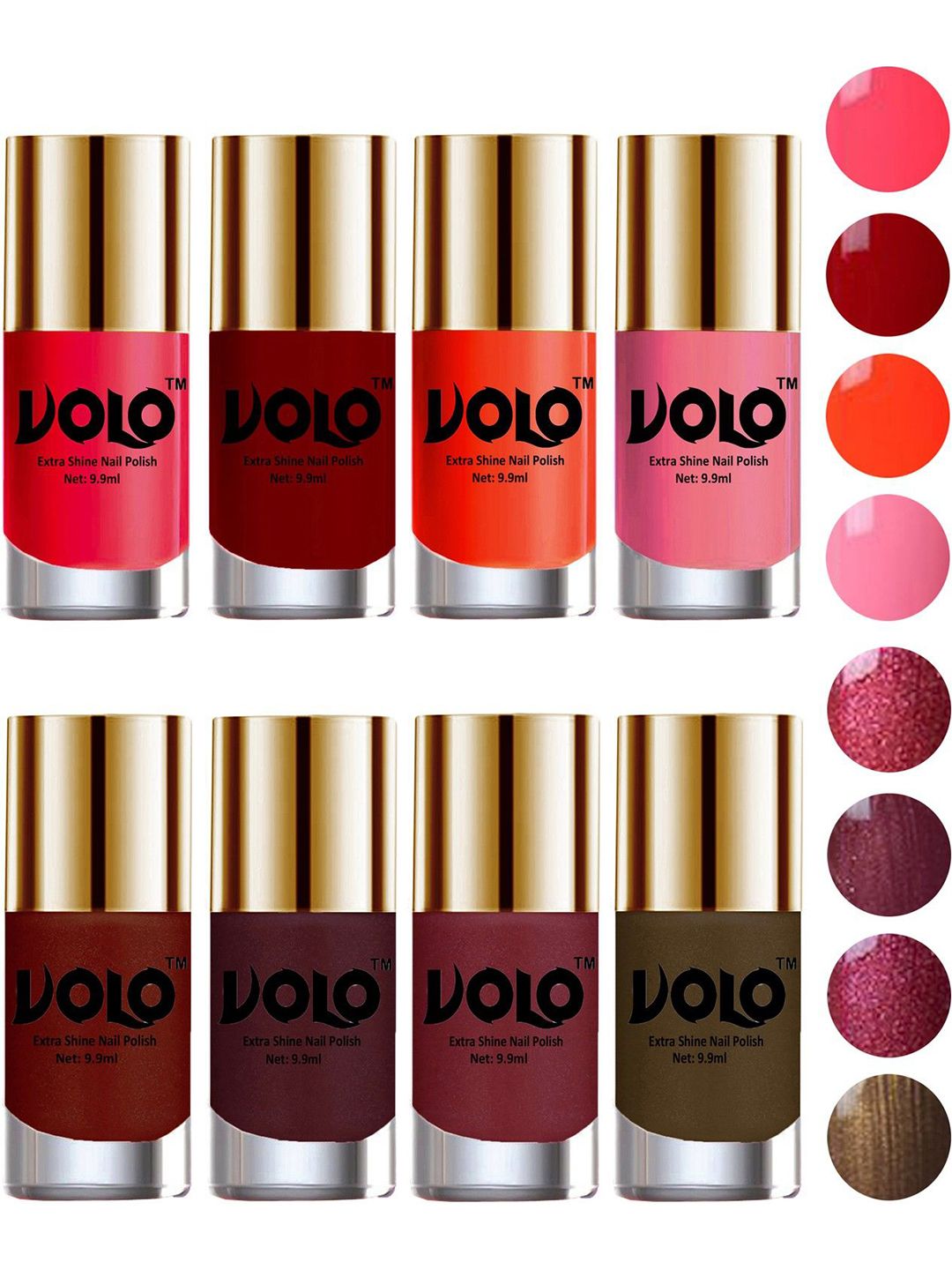 VOLO Set Of 8 Extra Shine Nail Polish 9.9 ml Each Combo 74-picture-33