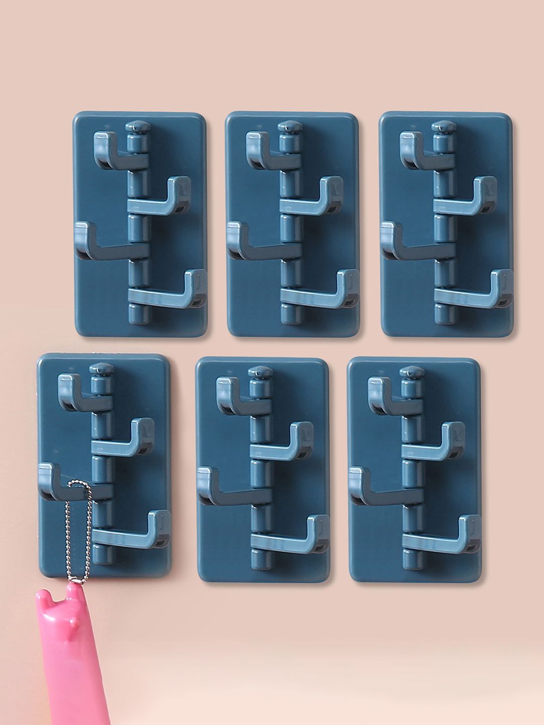 Kuber Industries Blue 6 Pieces Self-Adhesive Hooks-picture-18
