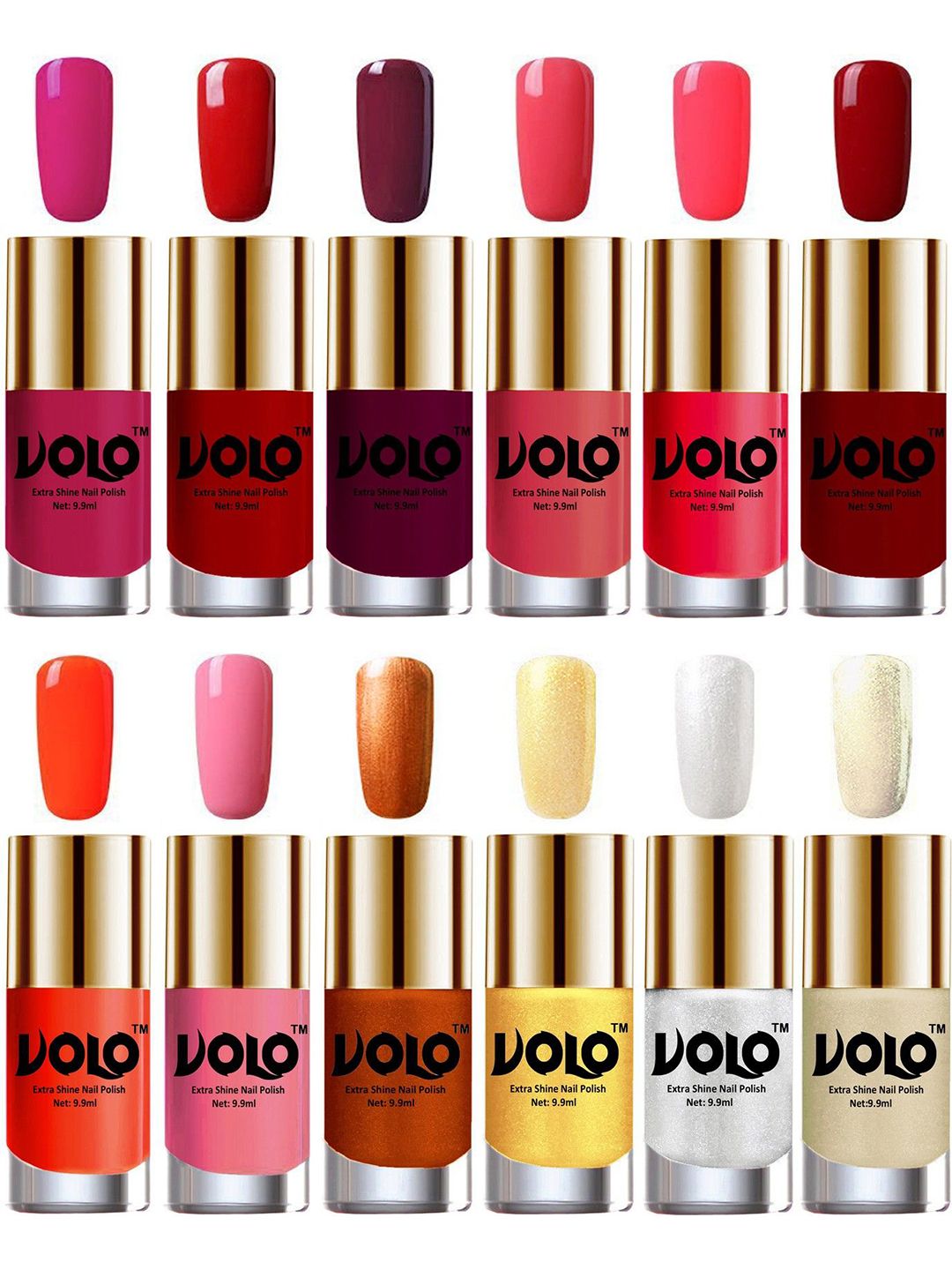 VOLO Set Of 12 Extra Shine Nail Polish- 9.9ml Each- Combo-No-194-picture-28