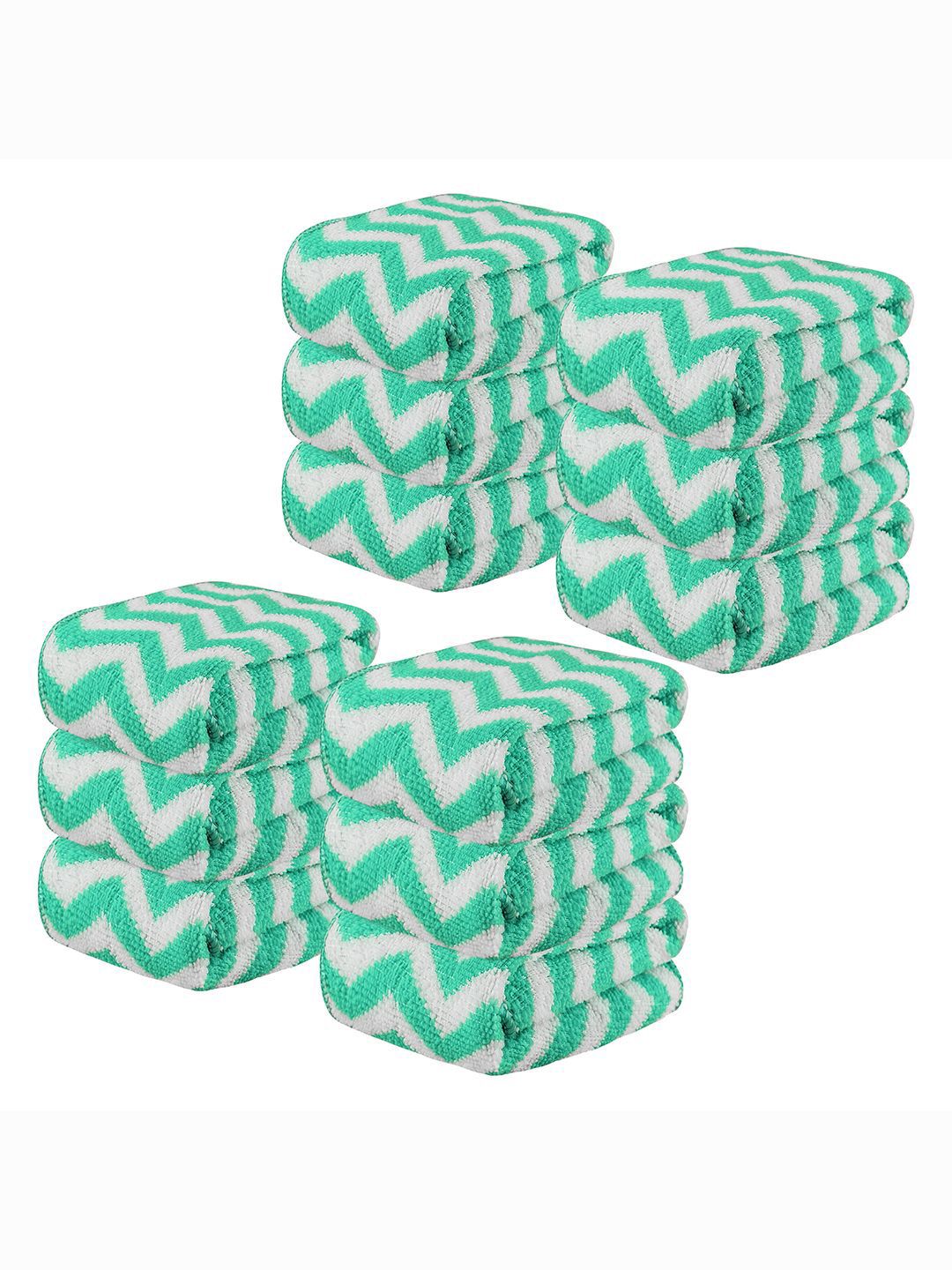 Kuber Industries Green 12 Pieces Printed Super Absorbent 250 GSM Microfibre Face Towels-picture-41