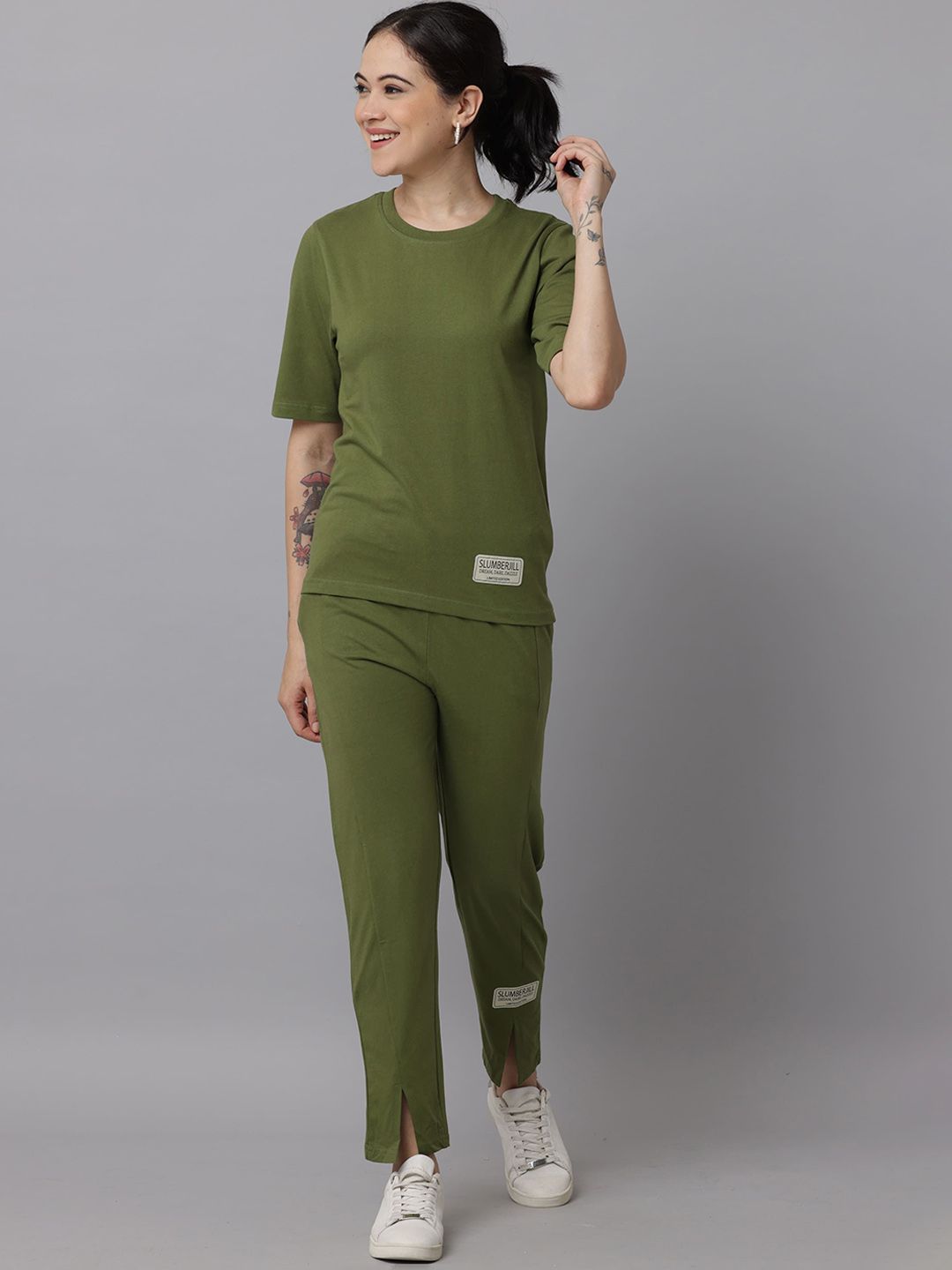 Slumber Jill Pure Cotton Round Neck Top & Trousers