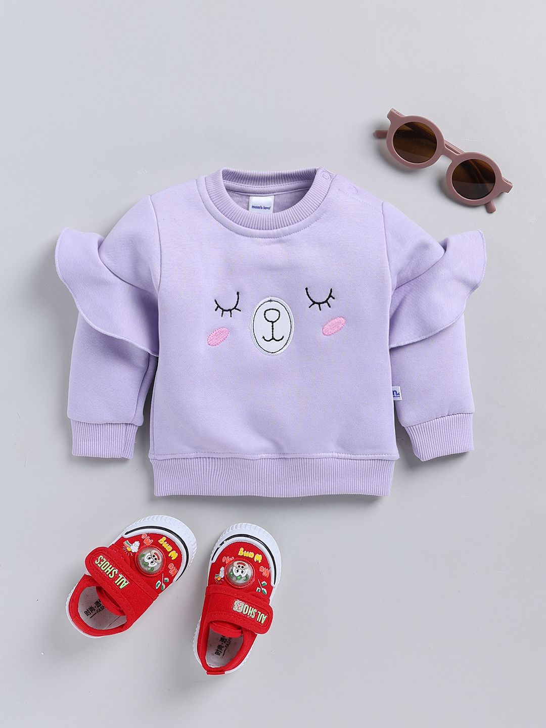 Moms Love Infant Girls Embroidered Pure Cotton Sweatshirt-picture-20