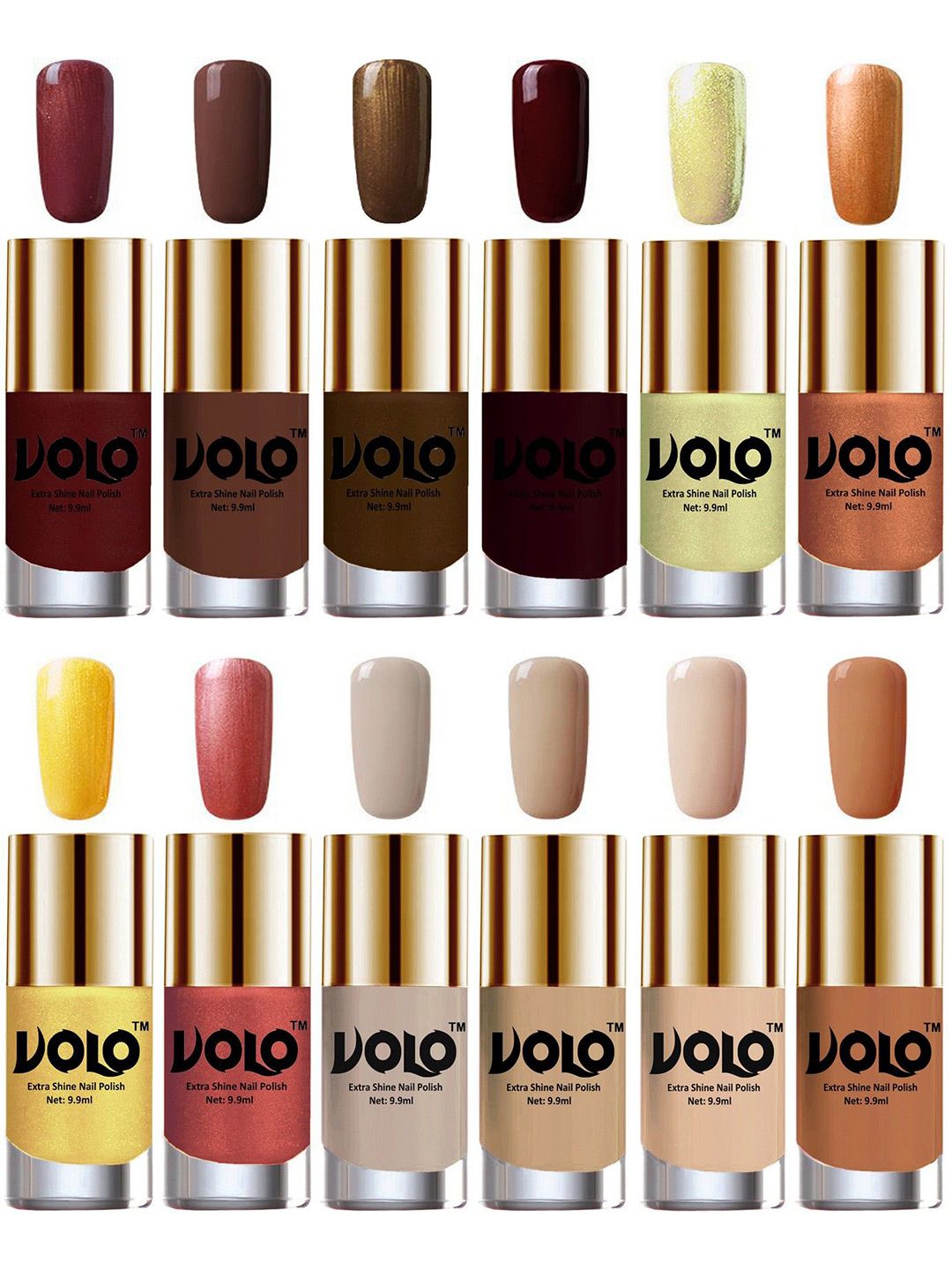 VOLO Set of 12 Luxury Super Shine Vibrant Shades Nail Polish-9ml Each-Combo No-364-picture-21