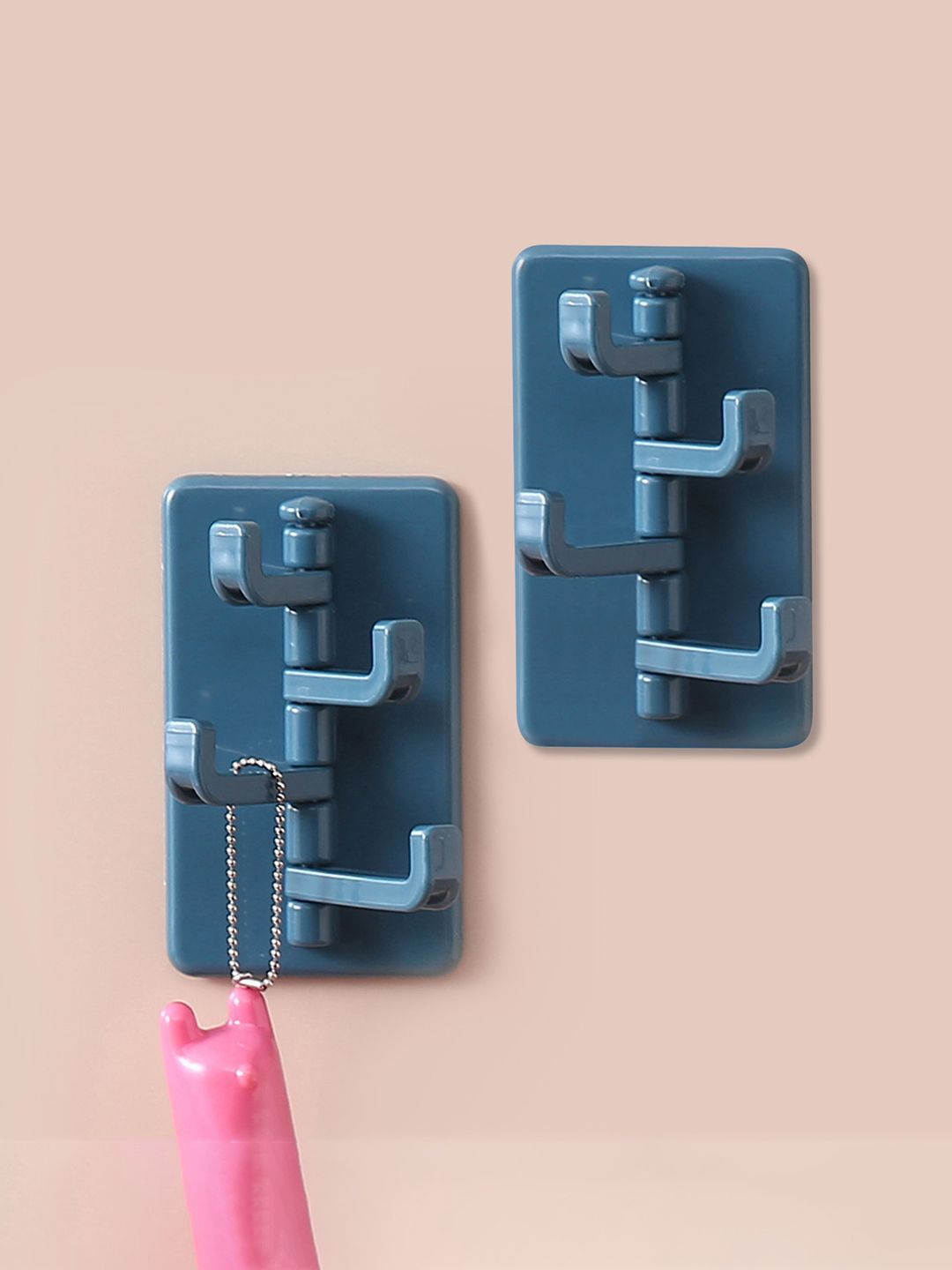 Kuber Industries Blue 2 Pieces Self-Adhesive Stick On Hooks-picture-14