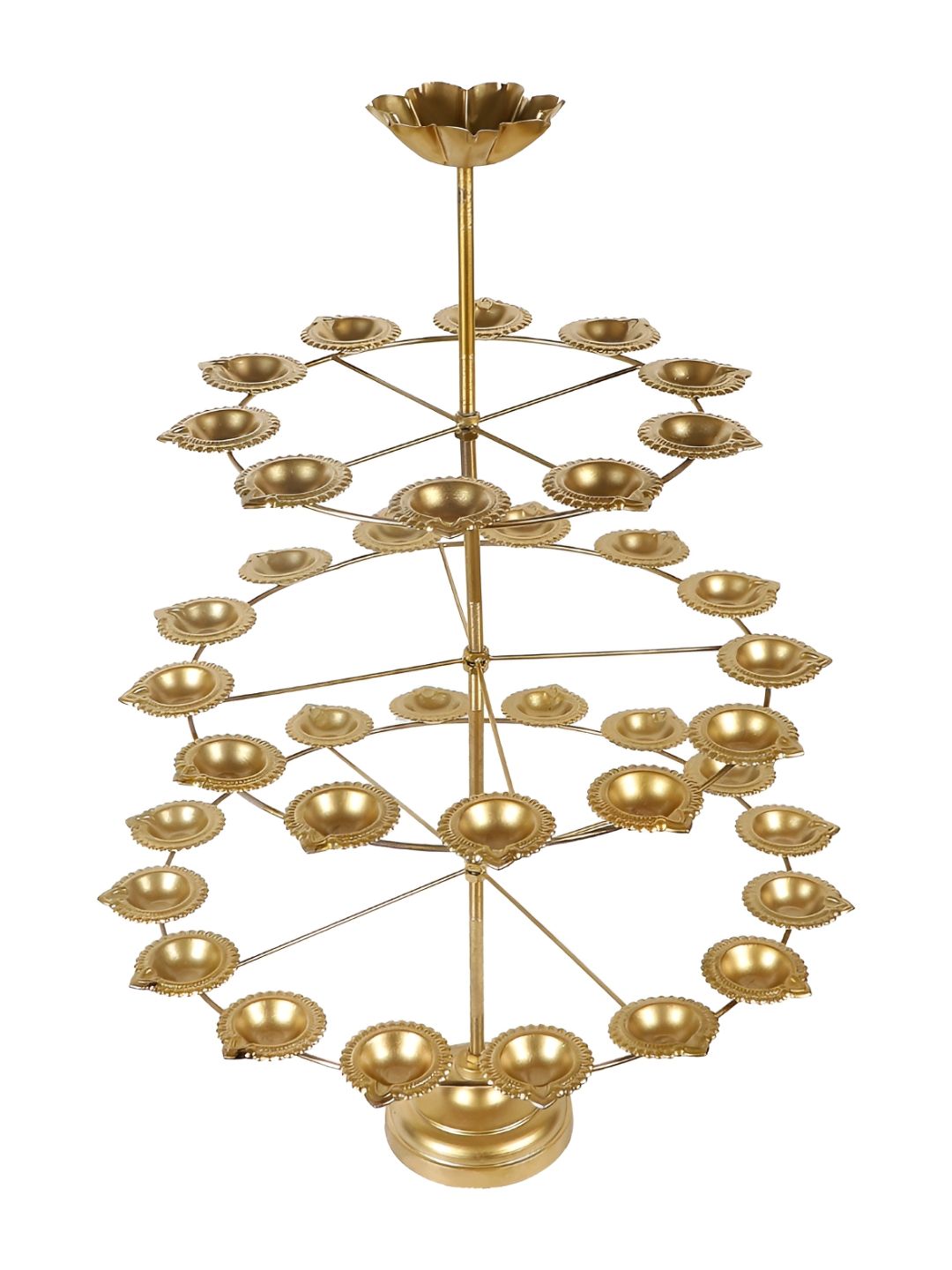 Amaya Decors Yellow Metal Three Layer 40 Diya Detachable Stand-picture-32