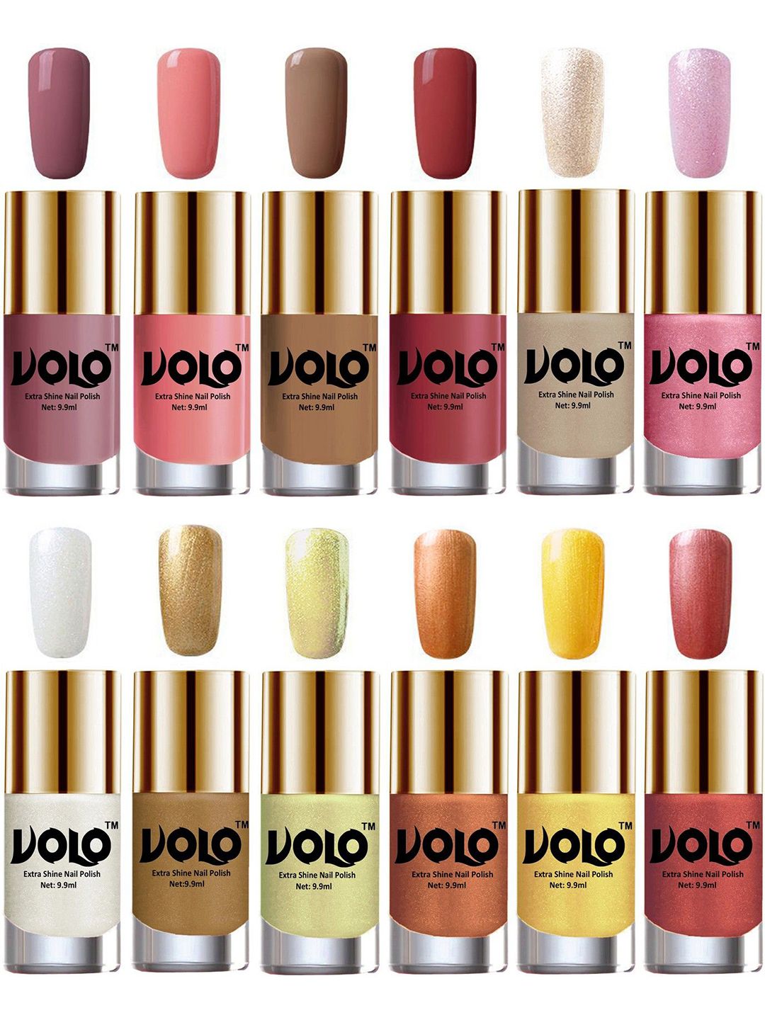 VOLO Set Of 12 Luxury Super Shine Vibrant Shades Nail Polish -9ml Each-Combo No-215-picture-30