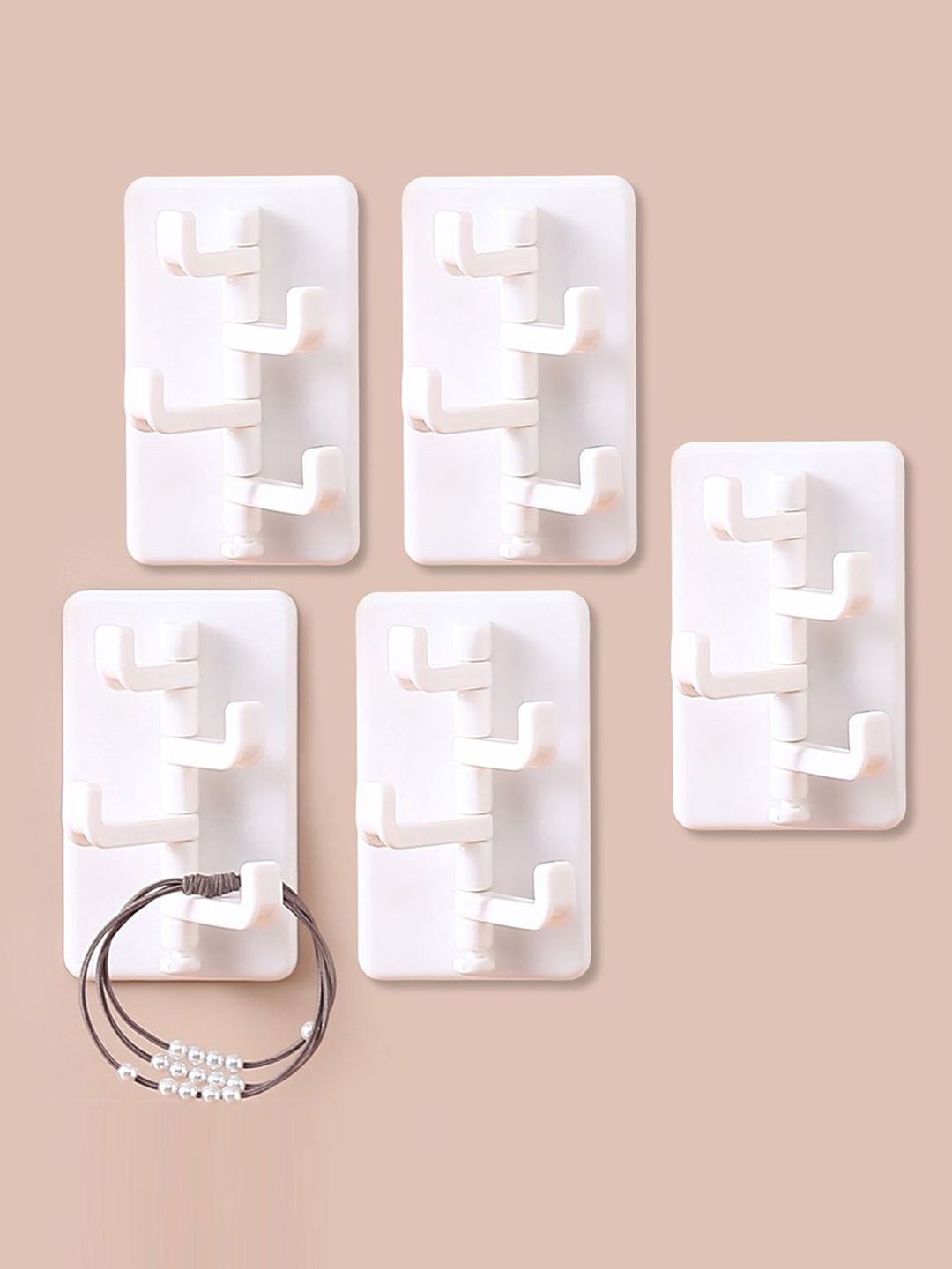 Kuber Industries White 5 Pieces Self-Adhesive Hooks-image-24