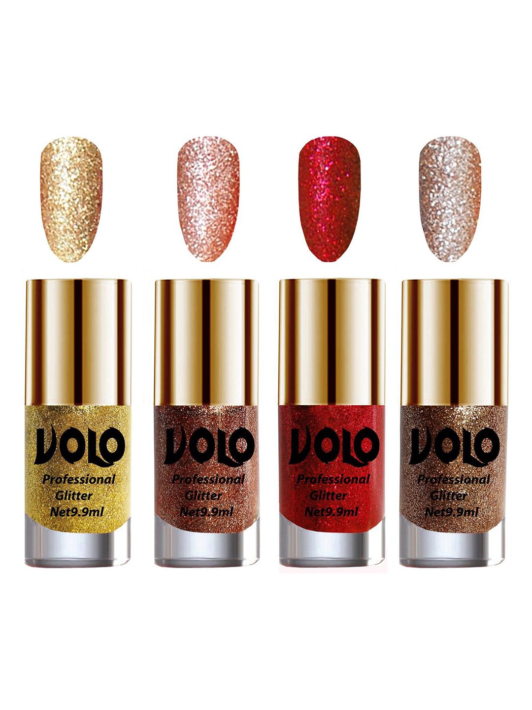 VOLO Set Of 4 Professional Glitter Nail Polish-9.9ml Each-Combo-No-254-picture-20