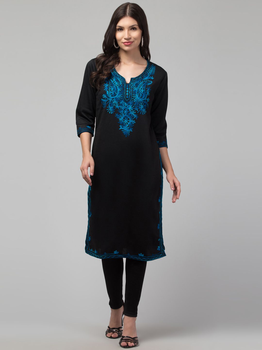 Trend Level Women Embroidered Woollen Kurta-picture-32