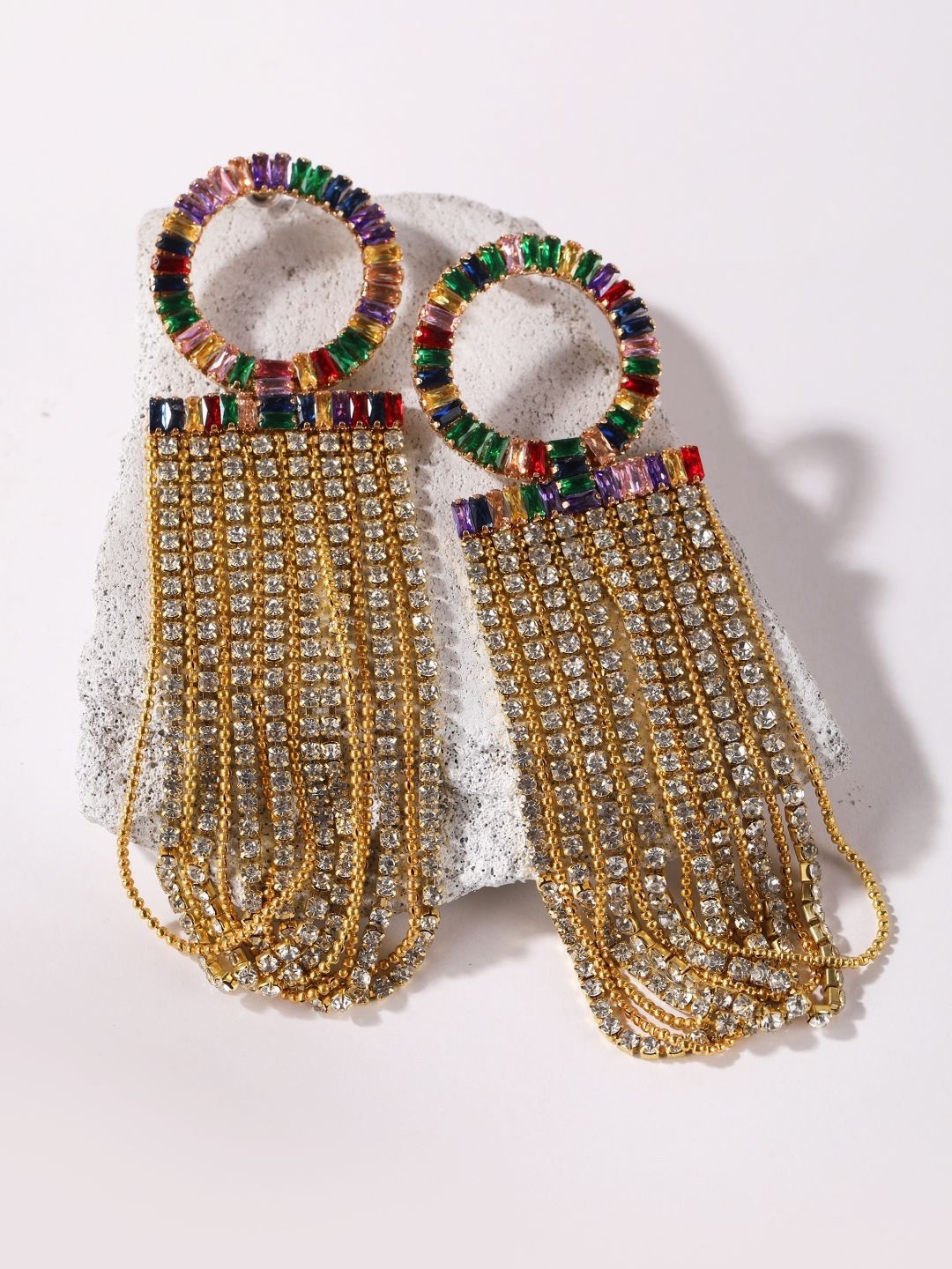 KPOP Gold Plated Rhinestone Contemporary Drop Earrings