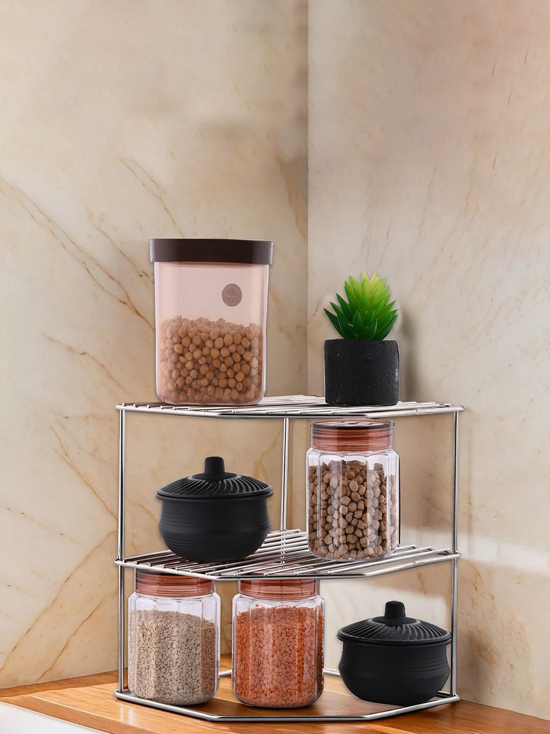 Kuber Industries Silver Toned 5 Pieces Stainless Steel 3 Layer Kitchen Organiser-image-21