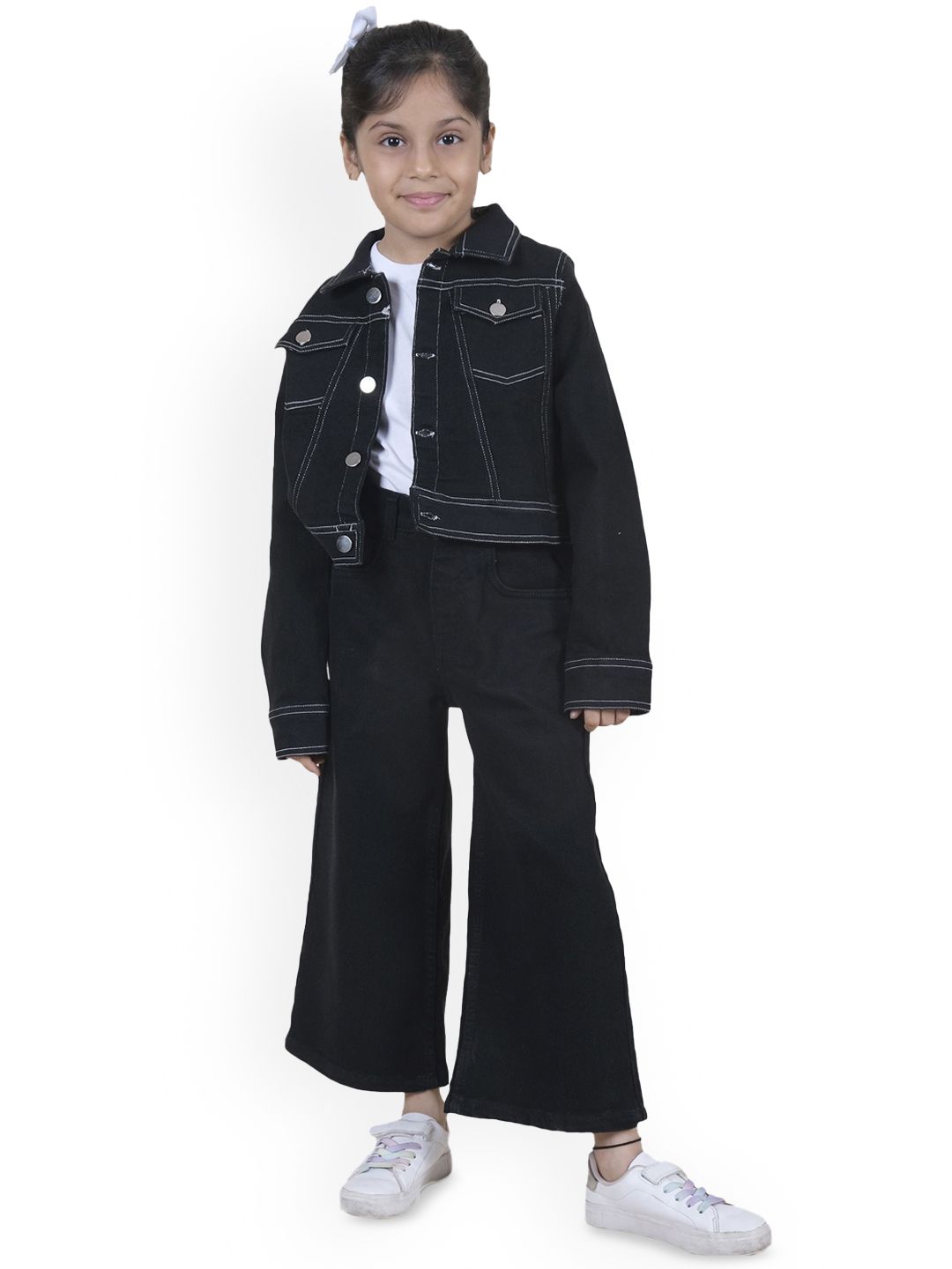 KiddoPanti Girls Jean Flared Slash Knee Stretchable Jeans-picture-44