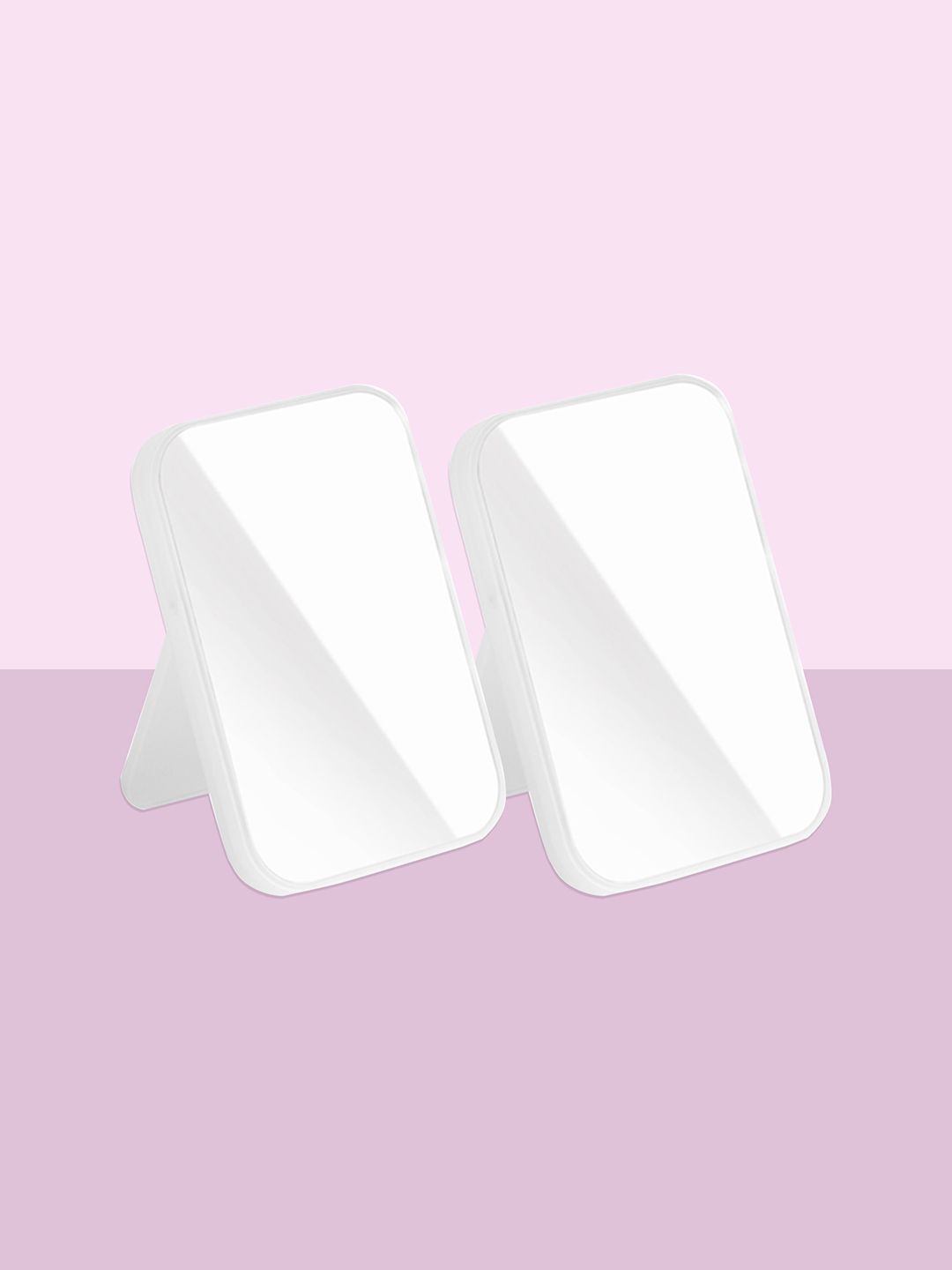 Kuber Industries White 2 Pieces Table Top Mirrors With Stand-image-45