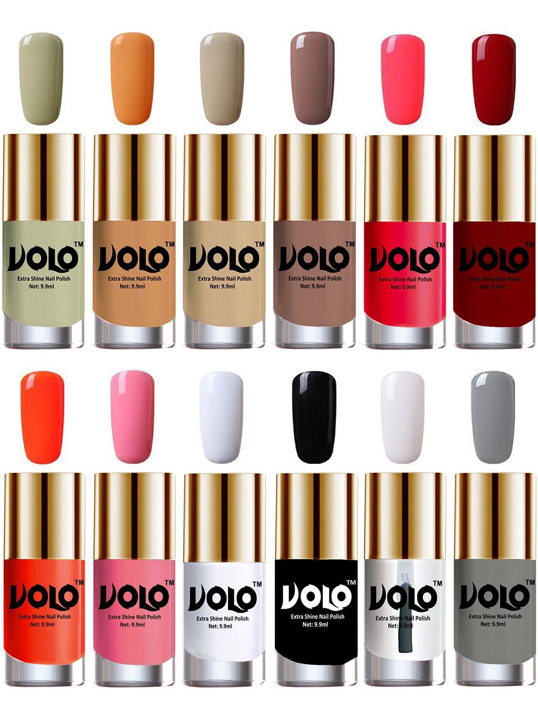 VOLO Set Of 12 Luxury Super Shine Vibrant Shades Nail Polish-9ml Each-Combo No-143-picture-10
