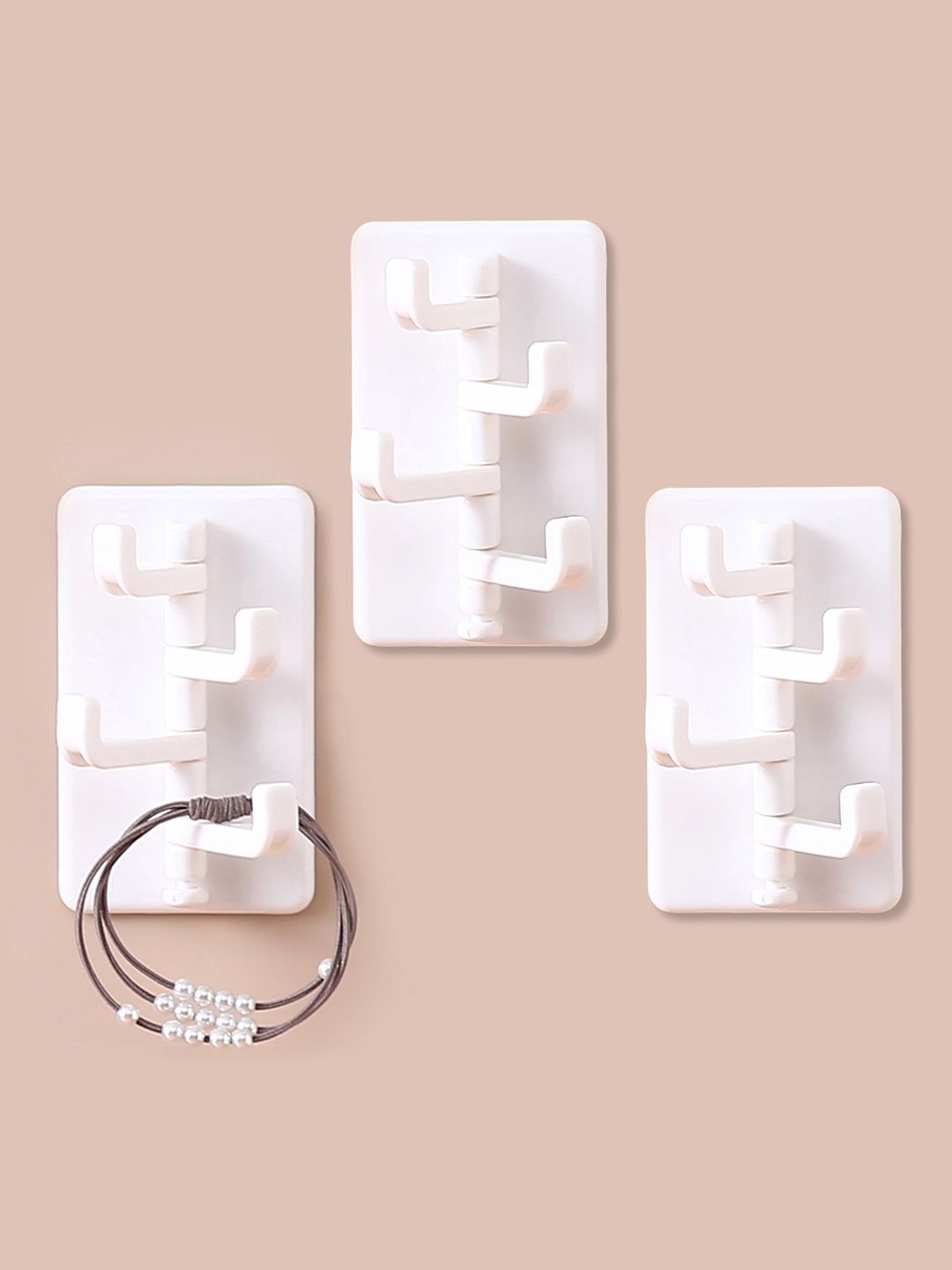 Kuber Industries White 3 Pieces Self Adhesive Hooks-picture-29