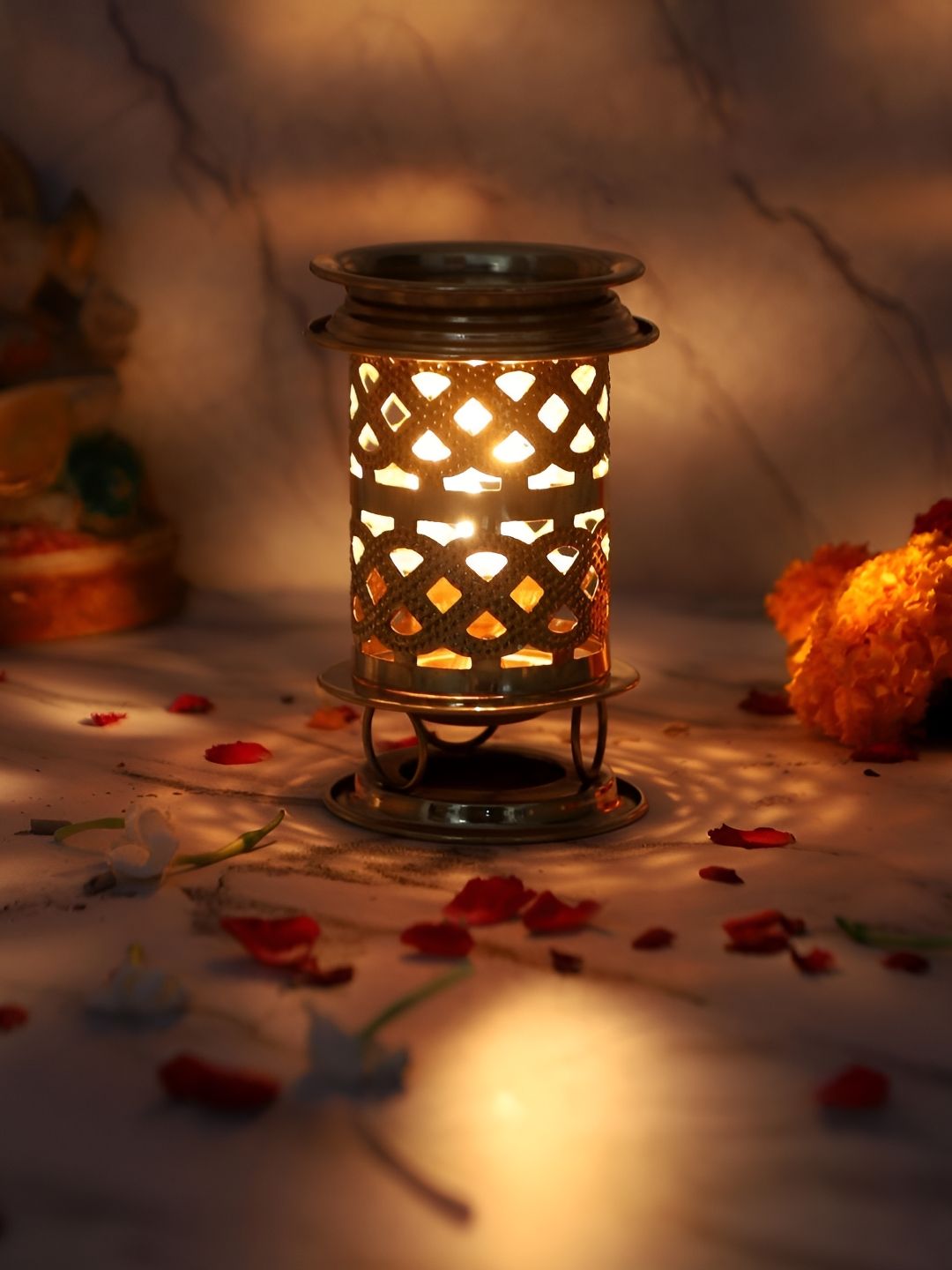 Amaya Decors Glossy Brass Chimney Akhand Diya-picture-16