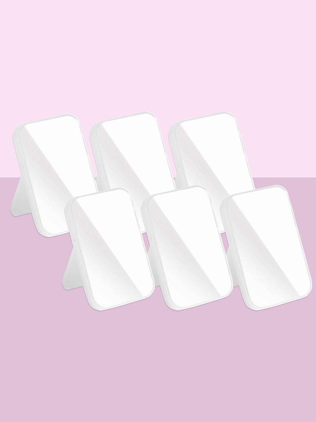 Kuber Industries White 6 Pieces Table Top Mirrors With Stand-image-46