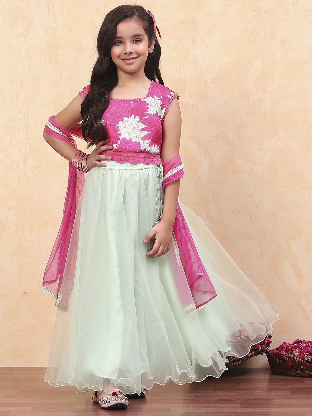 Biba Girls Printed Ready to Wear Lehenga & Blouse With Dupatta-picture-43