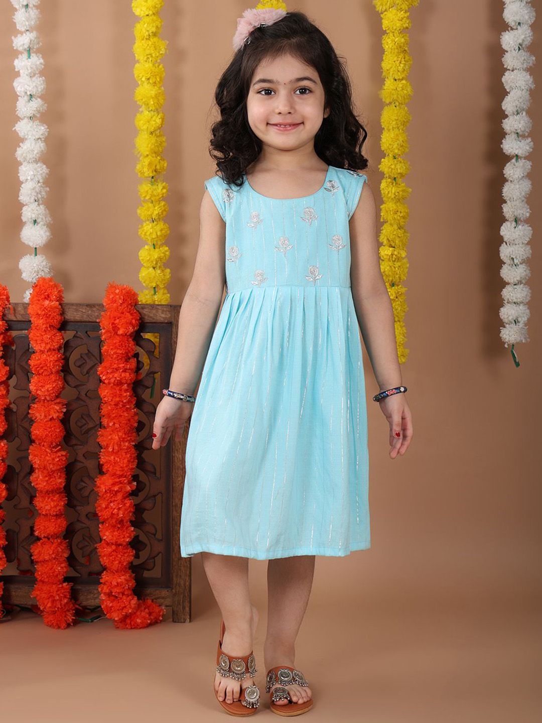 Sangria Girls Embroidered Ethnic Dress-image-40