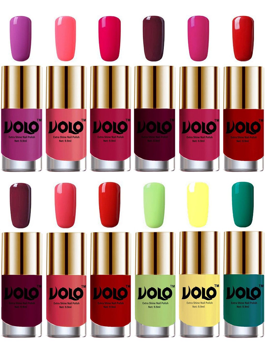 VOLO Set Of 12 Extra Shine Nail Polish- 9.9ml Each-Combo-No-44-picture-12