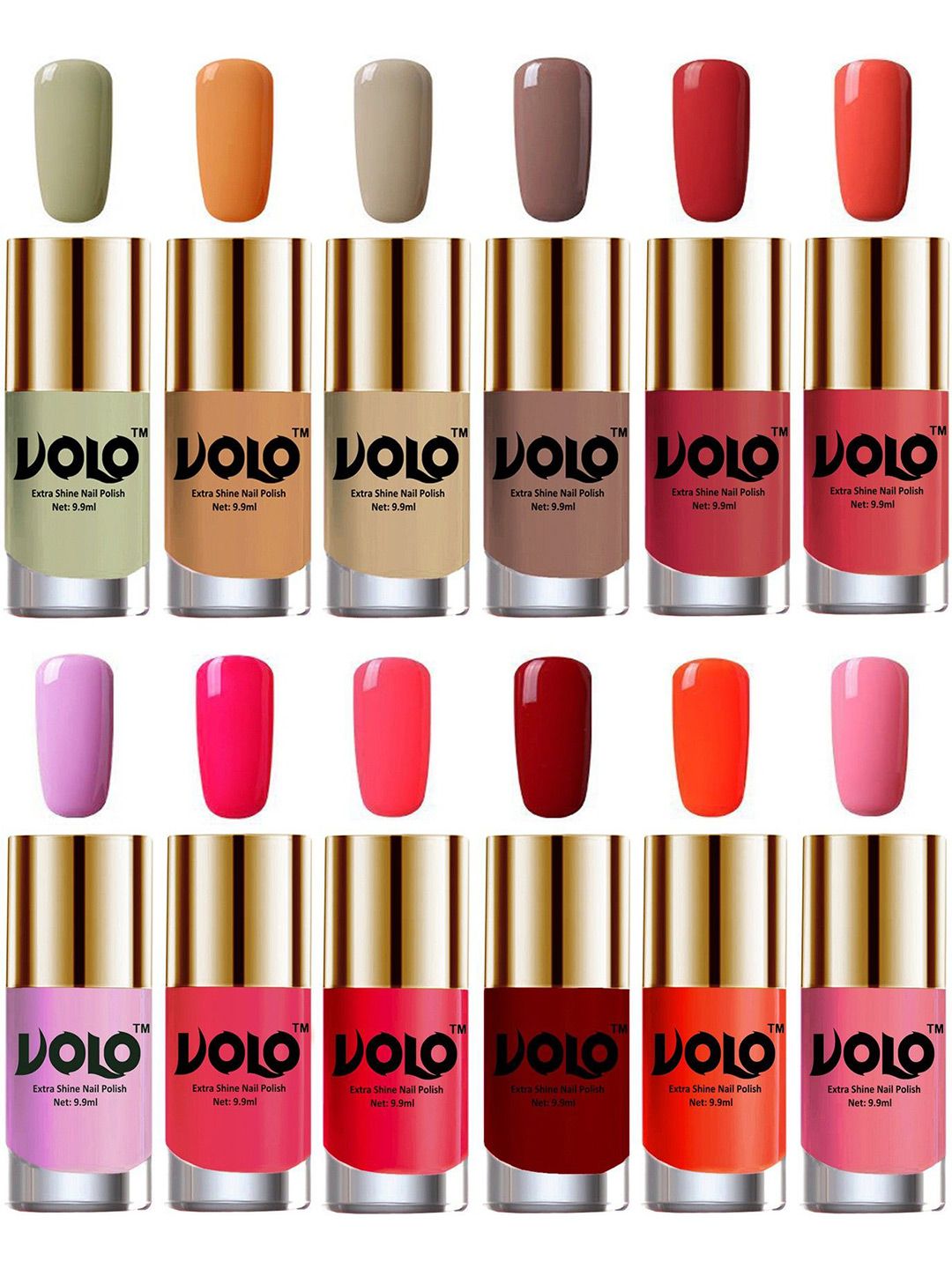 VOLO Set of 12 Luxury Super Shine Vibrant Shades Nail Polish-9ml Each-Combo No-127-picture-36