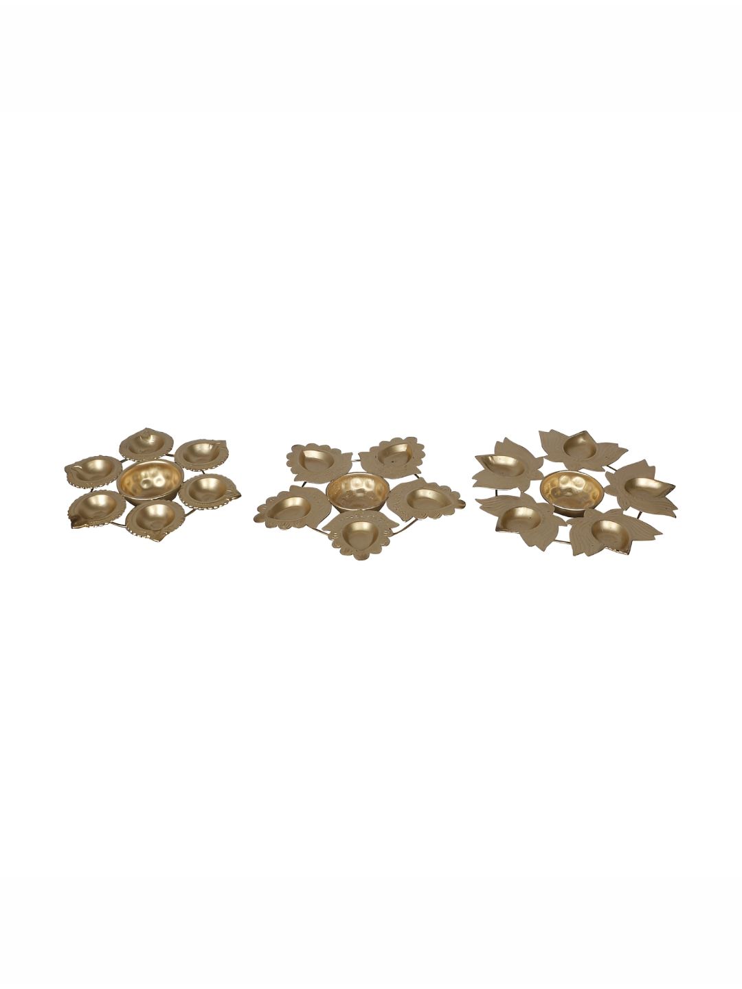 Amaya Decors Set Of 3 Yellow Metal Lotus Flower Pooja Diyas-picture-15