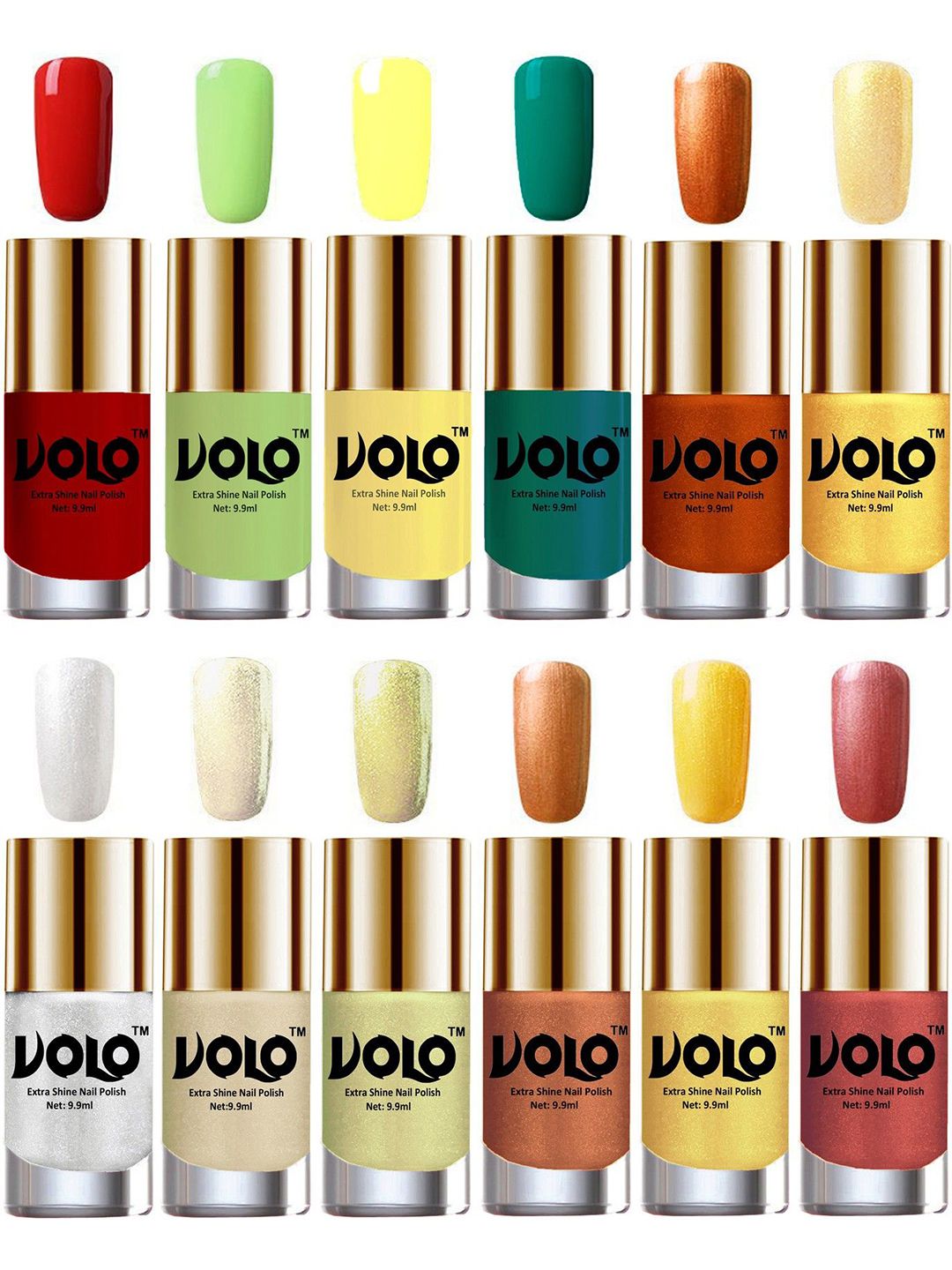 VOLO Set Of 12 Luxury Super Shine Nail Polish - 10 ml Each-Combo-No-298-picture-40