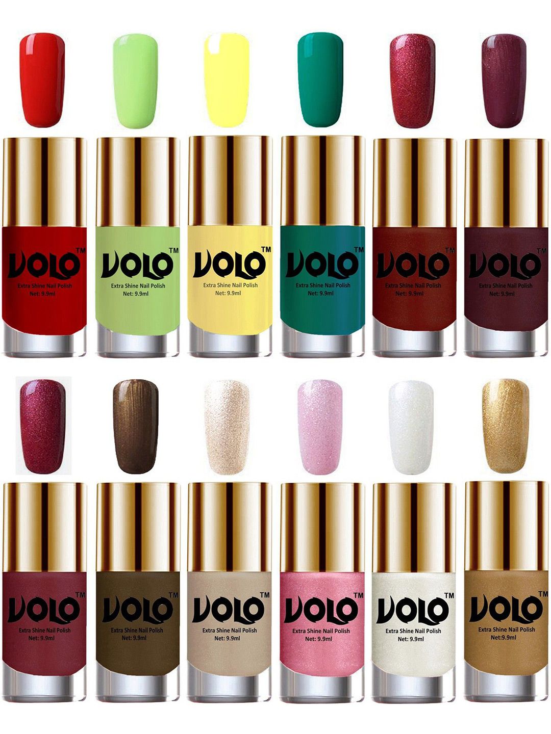 VOLO Set of 12 Luxury Super Shine Vibrant Shades Nail Polish-9ml Each-Combo No-291-picture-35