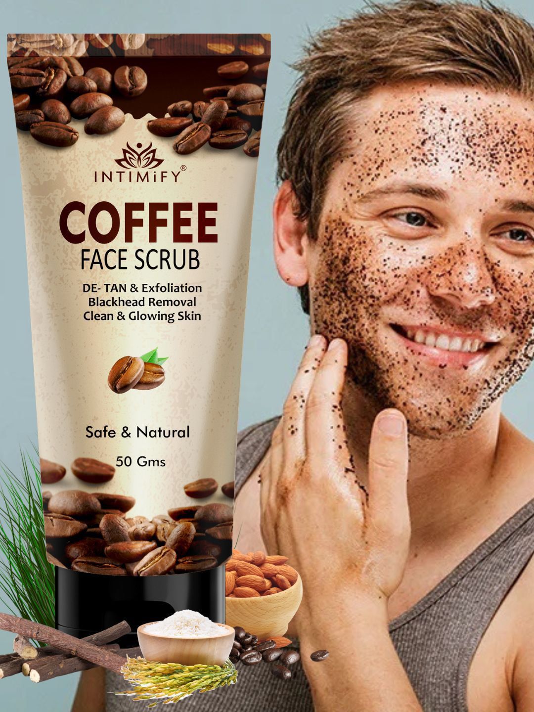 INTIMIFY Safe & Natural Coffee Face Scrub - 50 g-picture-38