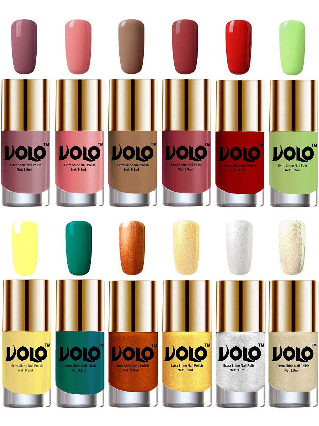 VOLO Set of 12 Luxury Super Shine Vibrant Shades Nail Polish-9ml Each-Combo No-231-picture-19