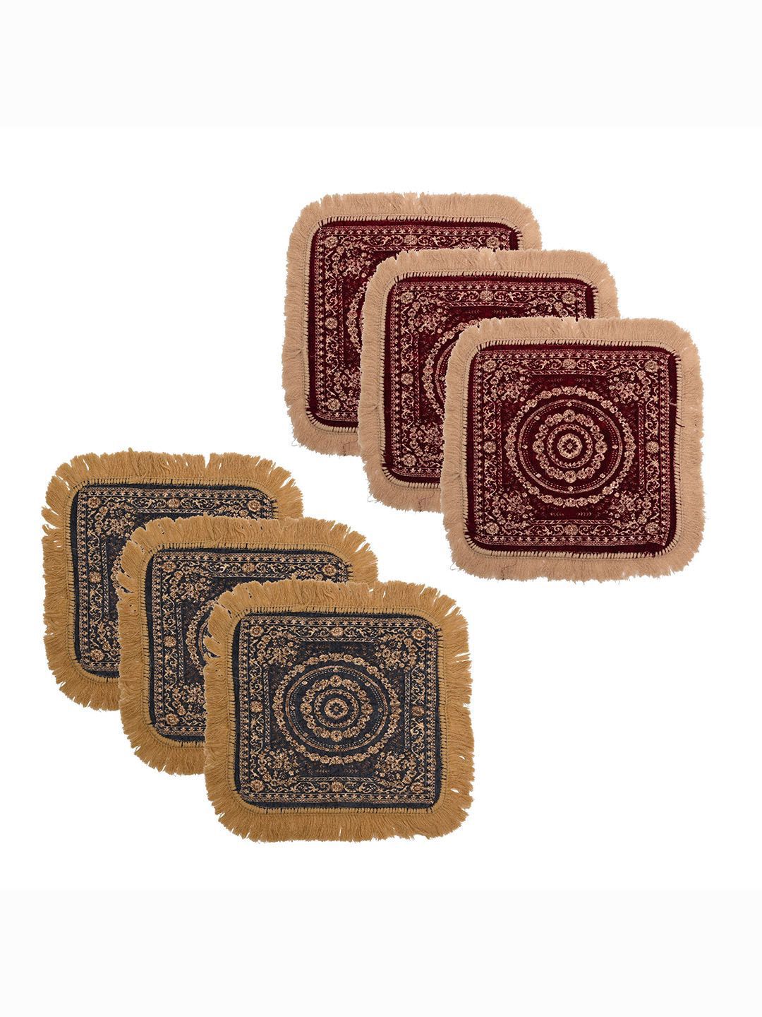 Kuber Industries 6Pcs Maroon & Grey Printed Floor Mats-picture-29