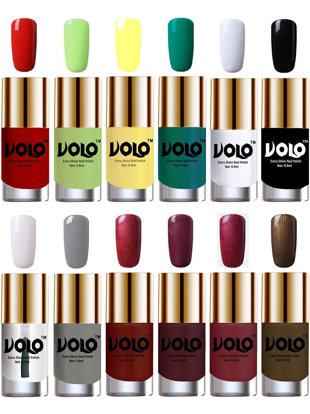 VOLO Set of 12 Luxury Super Shine Vibrant Shades Nail Polish-9ml Each-Combo No-308-picture-17