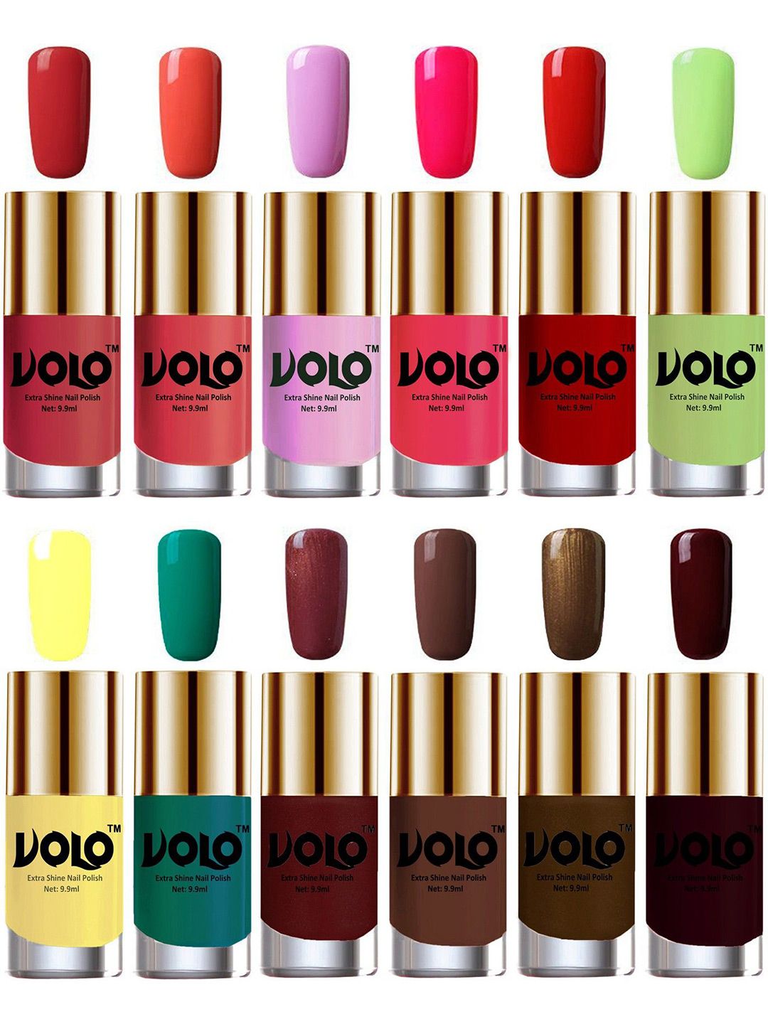 VOLO Set of 12 Luxury Super Shine Vibrant Shades Nail Polish-9ml Each-Combo No-272-picture-33