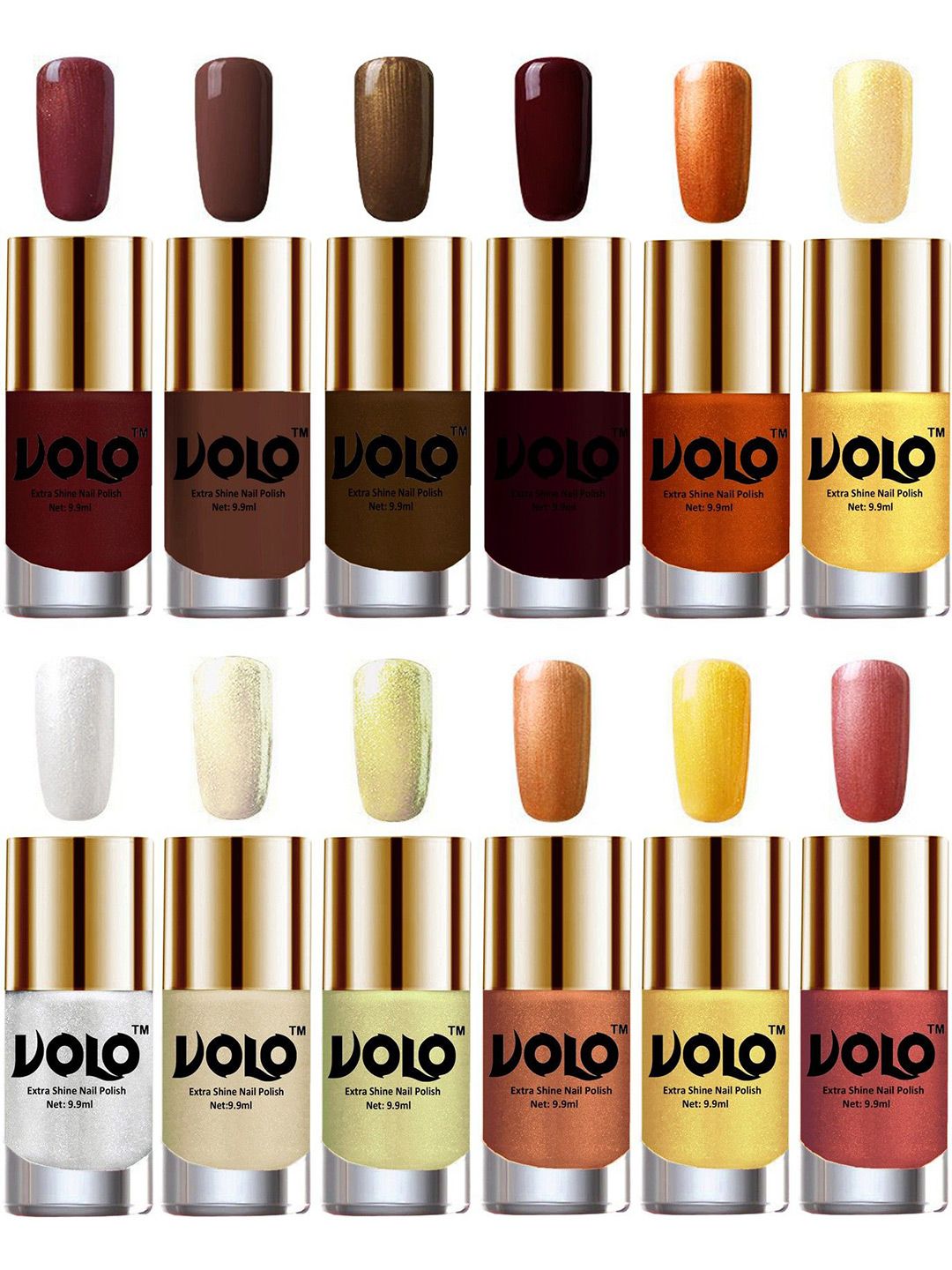 VOLO Set of 12 Luxury Super Shine Vibrant Shades Nail Polish-9ml Each-Combo No-362-picture-29