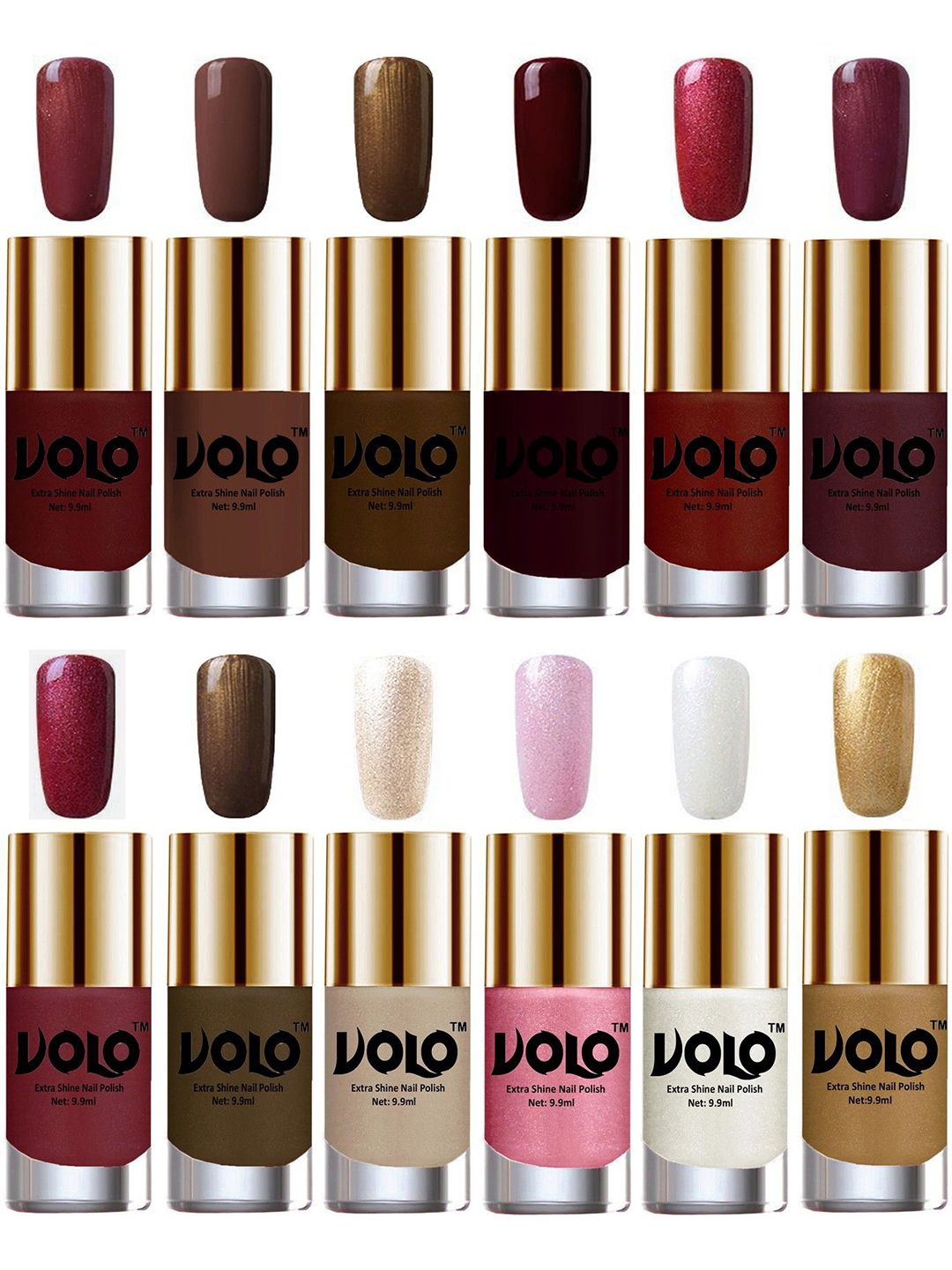 VOLO Set Of 12 Extra Shine Nail Polish 9.9 ml Each Combo 355-picture-37