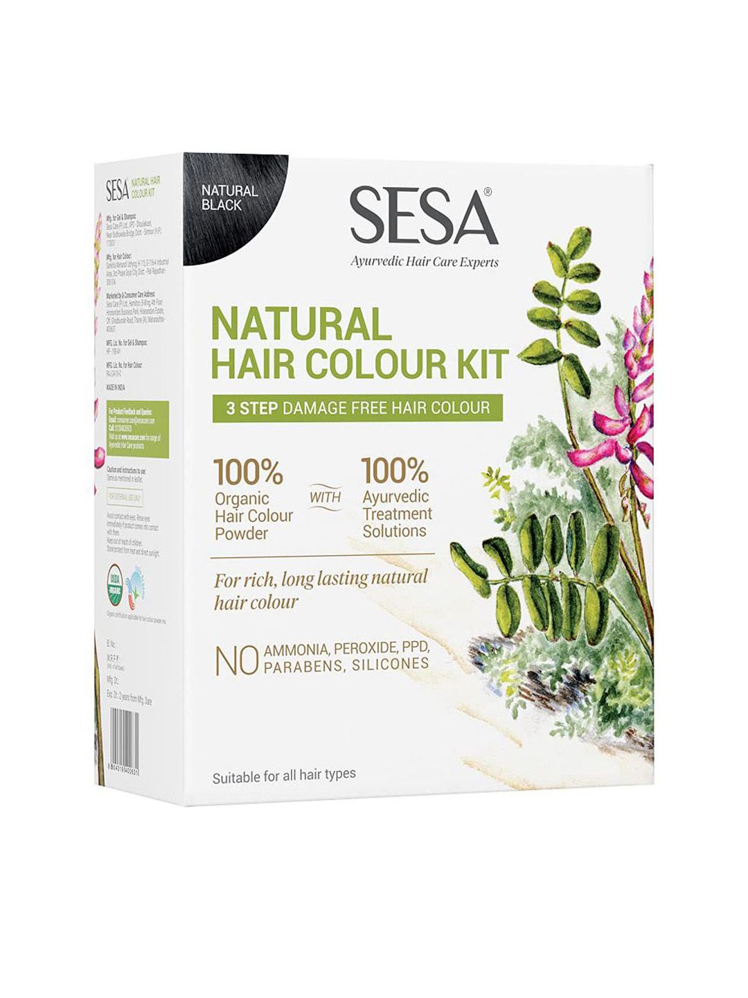 Sesa Natural Hair Color Kit - 200 g & 40 ml - Natural Black-image-19