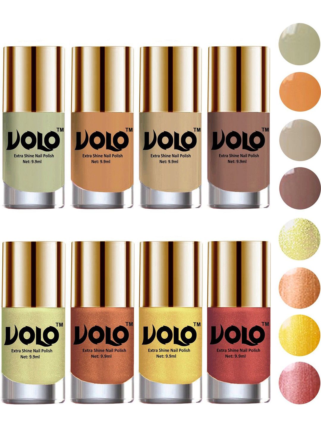 VOLO Set Of 8 High-Shine Long Lasting Non Toxic Nail Polish - 10 ml Each-Combo-No-27-picture-21