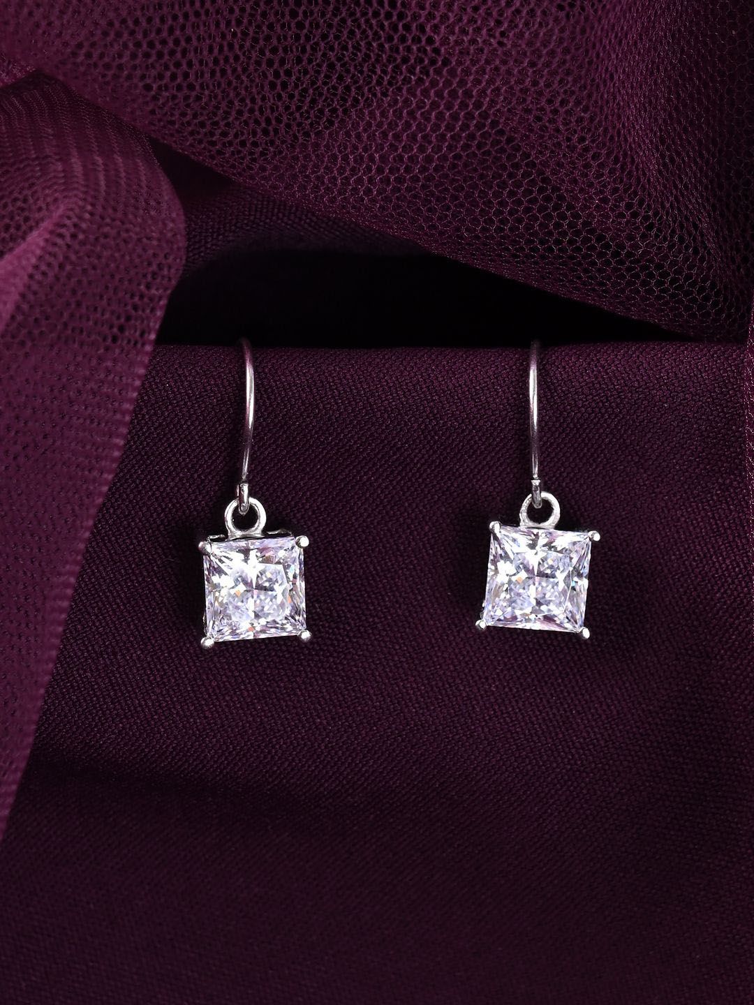 Clara 925 Sterling Silver Rhodium-Plated Cubic Zirconia Russo Solitaire Drop Earrings-image-18